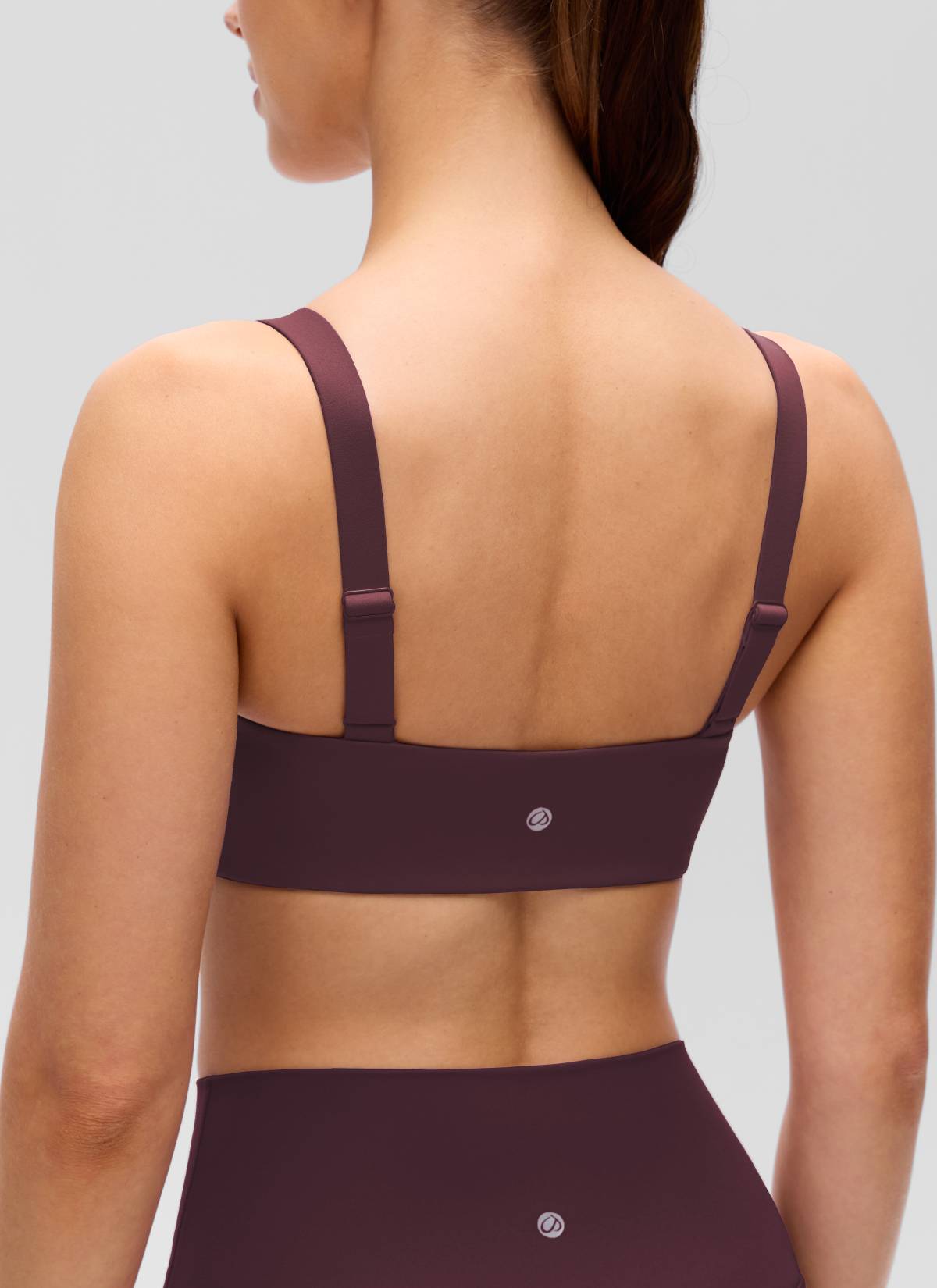 CRZ YOGA Mujer Sujetador Deportivo Escote en U y Espalda Cuadrada Ciruela madura