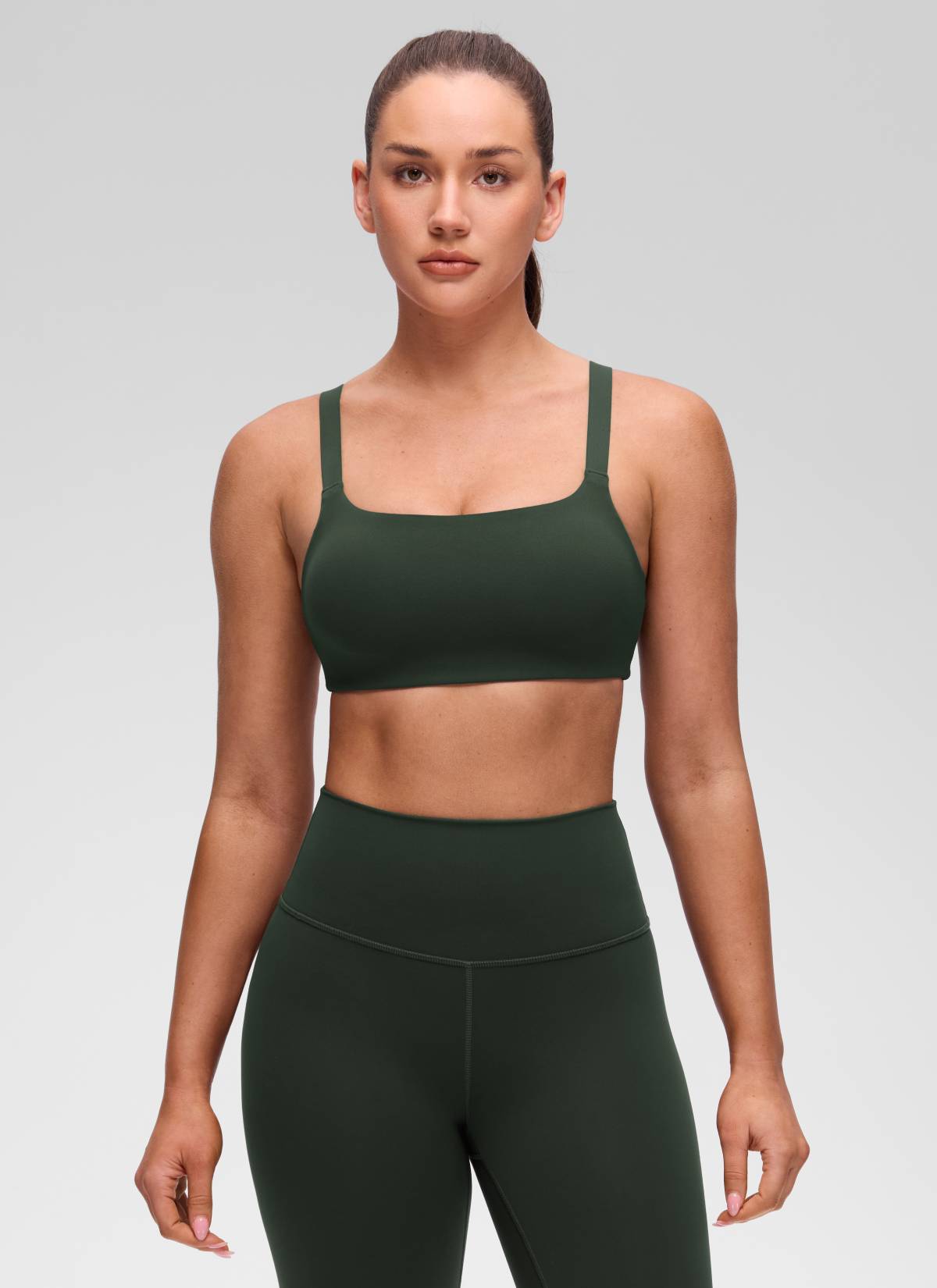 CRZ YOGA Mujer Sujetador Deportivo Escote en U y Espalda Cuadrada Leyenda Verde
