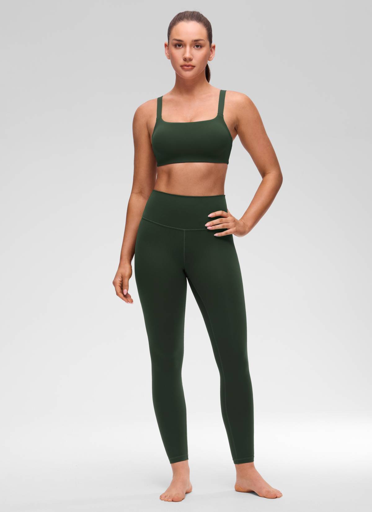 CRZ YOGA Mujer Sujetador Deportivo Escote en U y Espalda Cuadrada Leyenda Verde