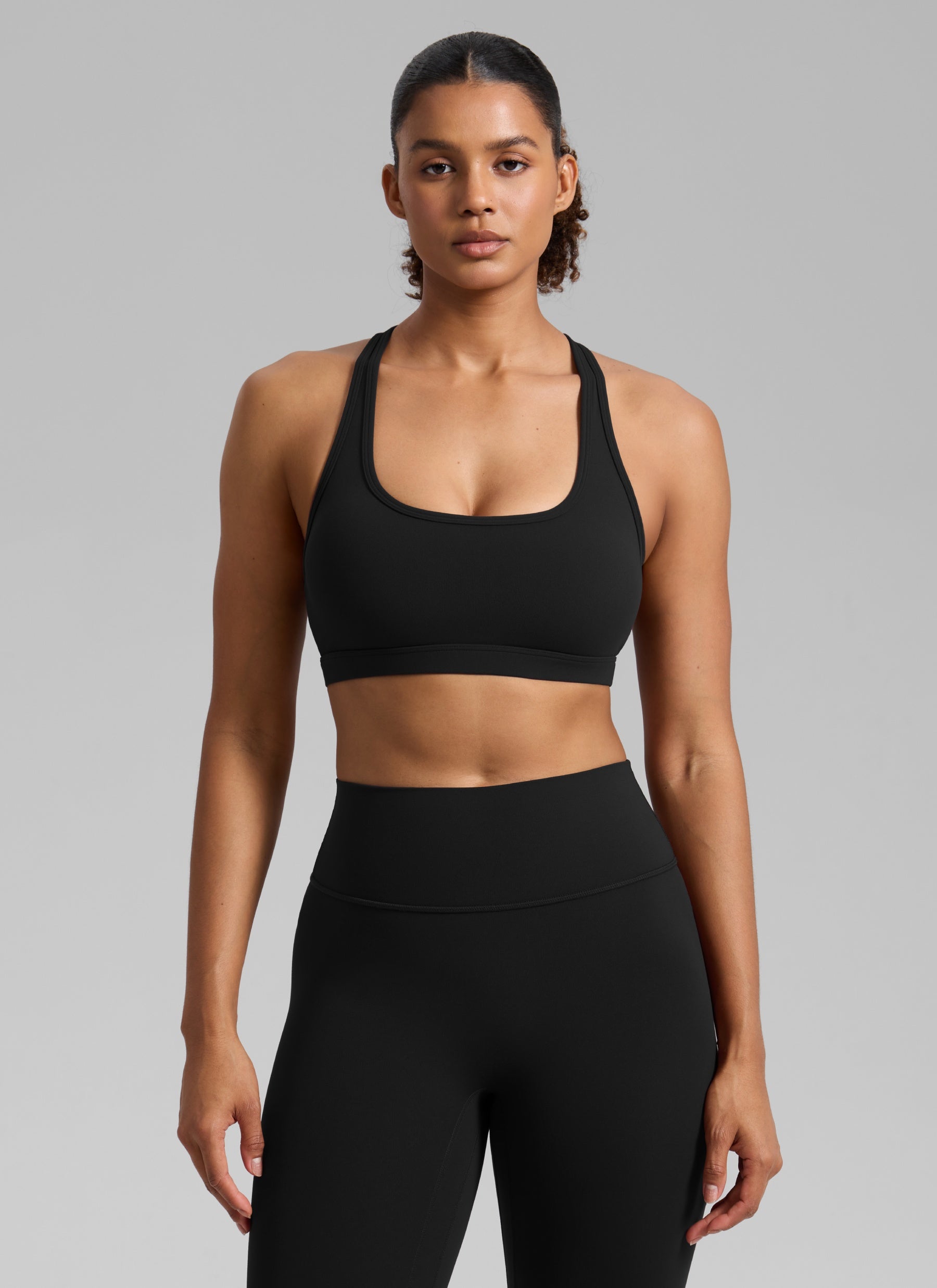CRZ YOGA Butterlift® Sujetador sport racerback keyhole escote en U Negro