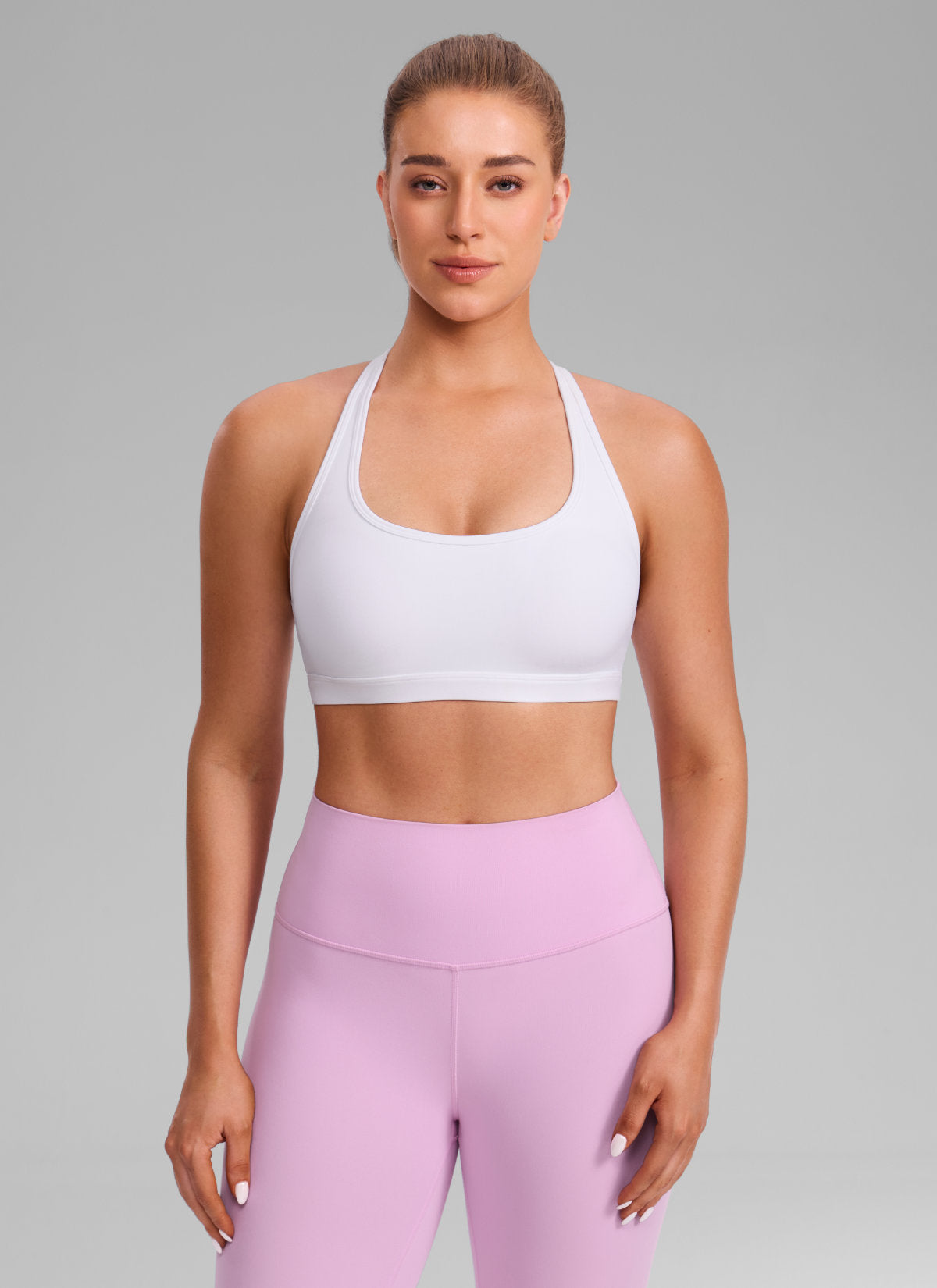 CRZ YOGA Butterlift® Sujetador sport racerback keyhole escote en U blanco