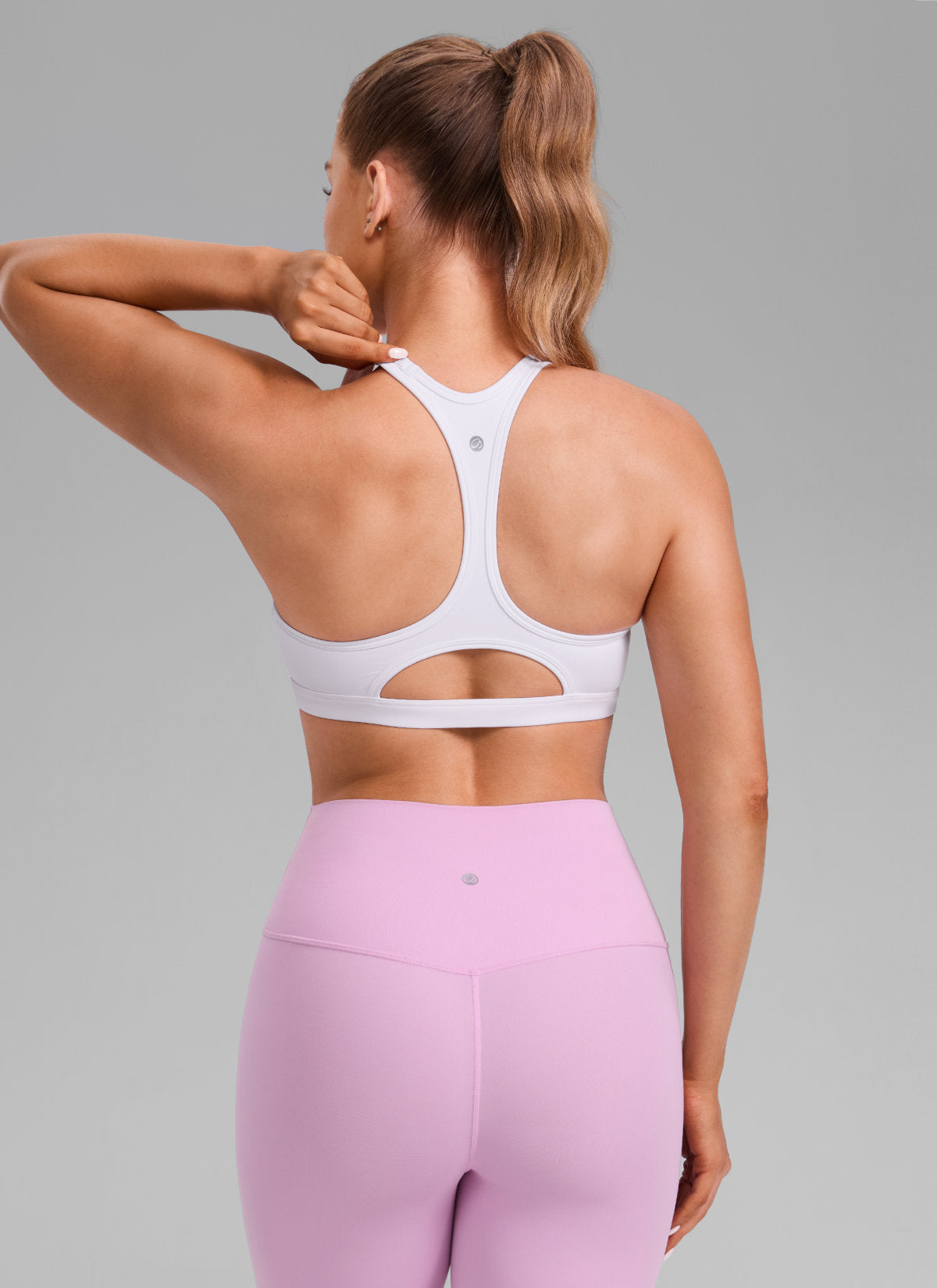 CRZ YOGA Butterlift® Sujetador sport racerback keyhole escote en U blanco