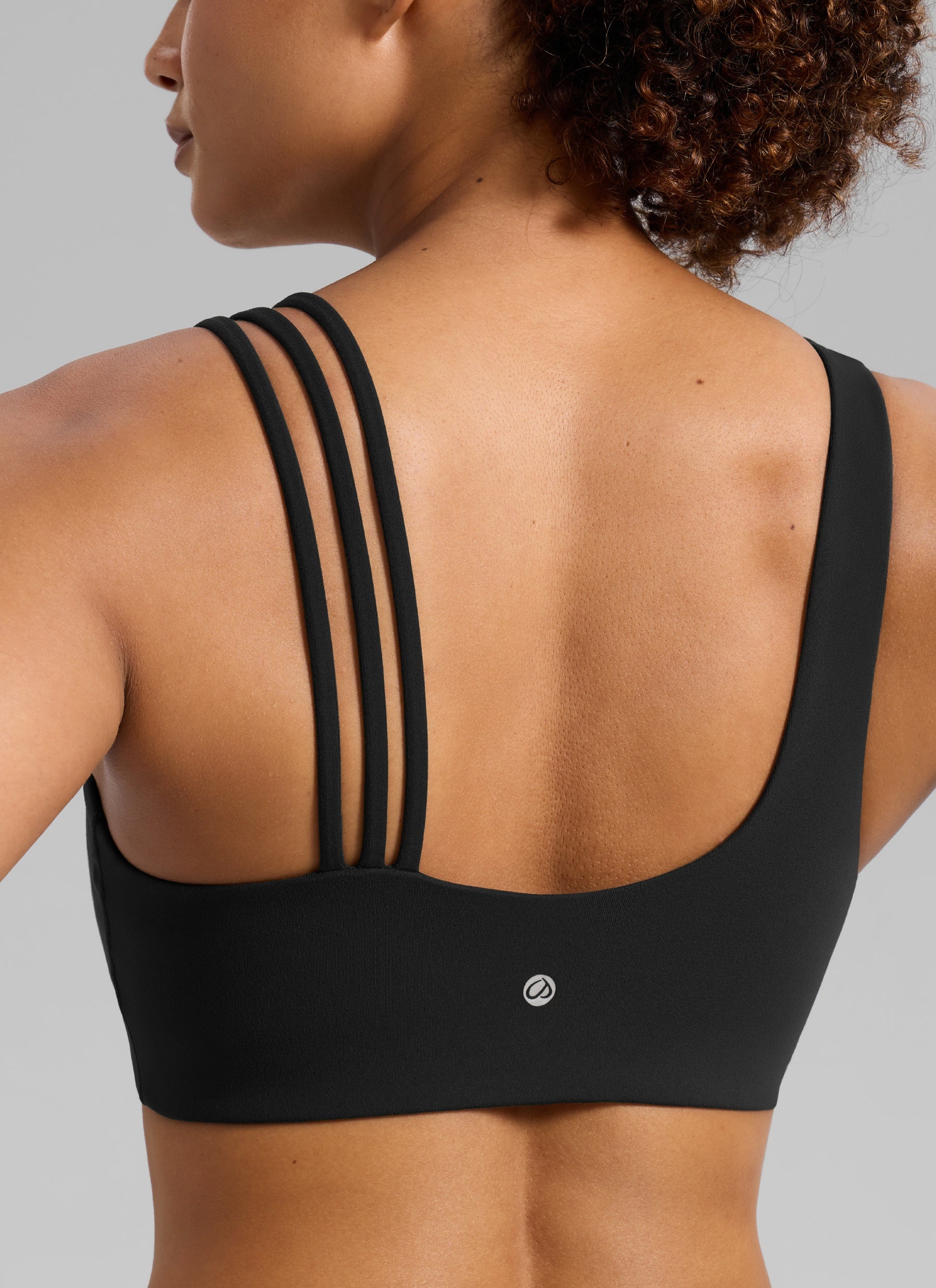 Sujetador Deportivo de Tirantes Asimétricos Mujer Soporte Medio Negro