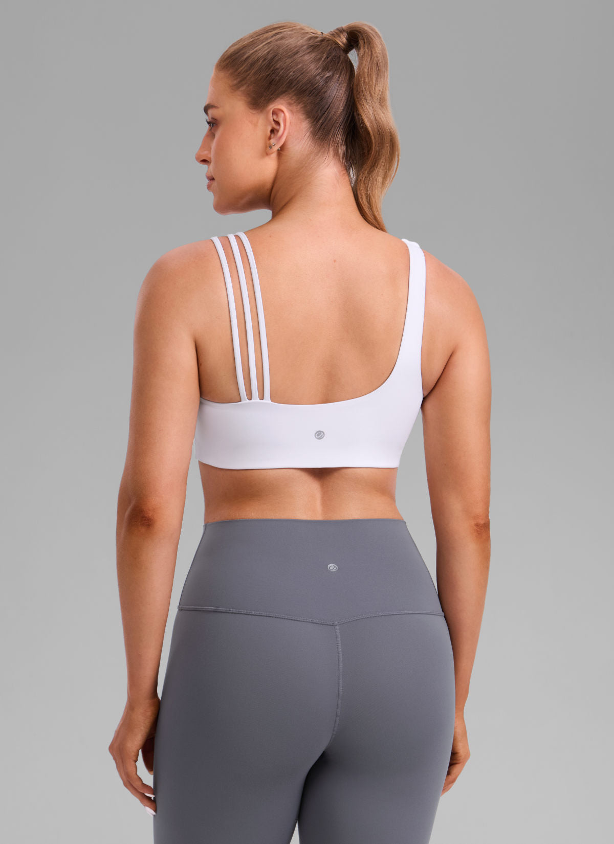 Sujetador Deportivo de Tirantes Asimétricos Mujer Soporte Medio blanco