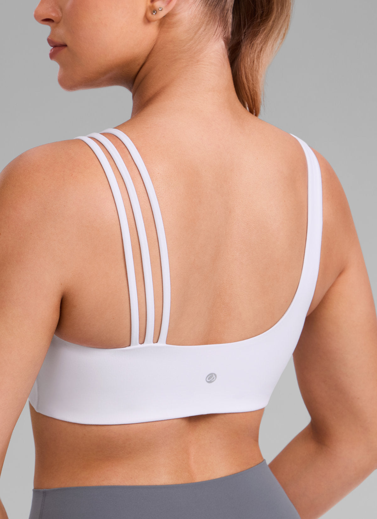 Sujetador Deportivo de Tirantes Asimétricos Mujer Soporte Medio blanco