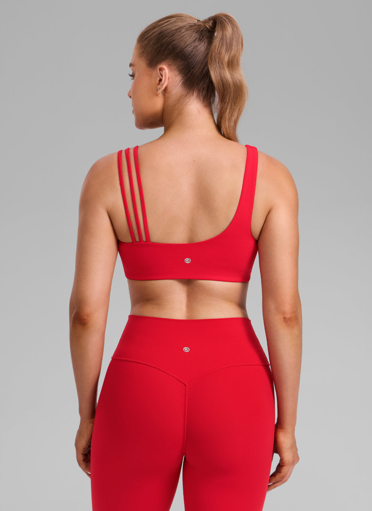 Sujetador Deportivo de Tirantes Asimétricos Mujer Soporte Medio Rojo Aurora