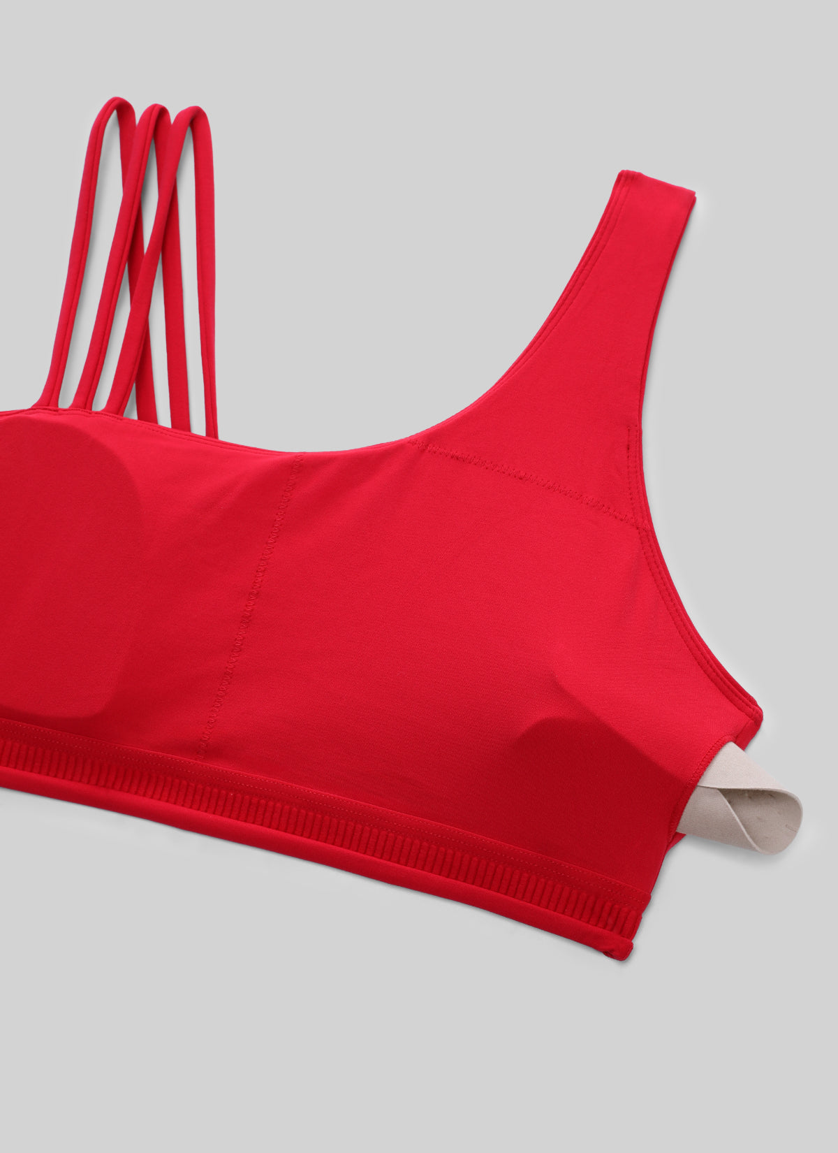 Sujetador Deportivo de Tirantes Asimétricos Mujer Soporte Medio Rojo Aurora