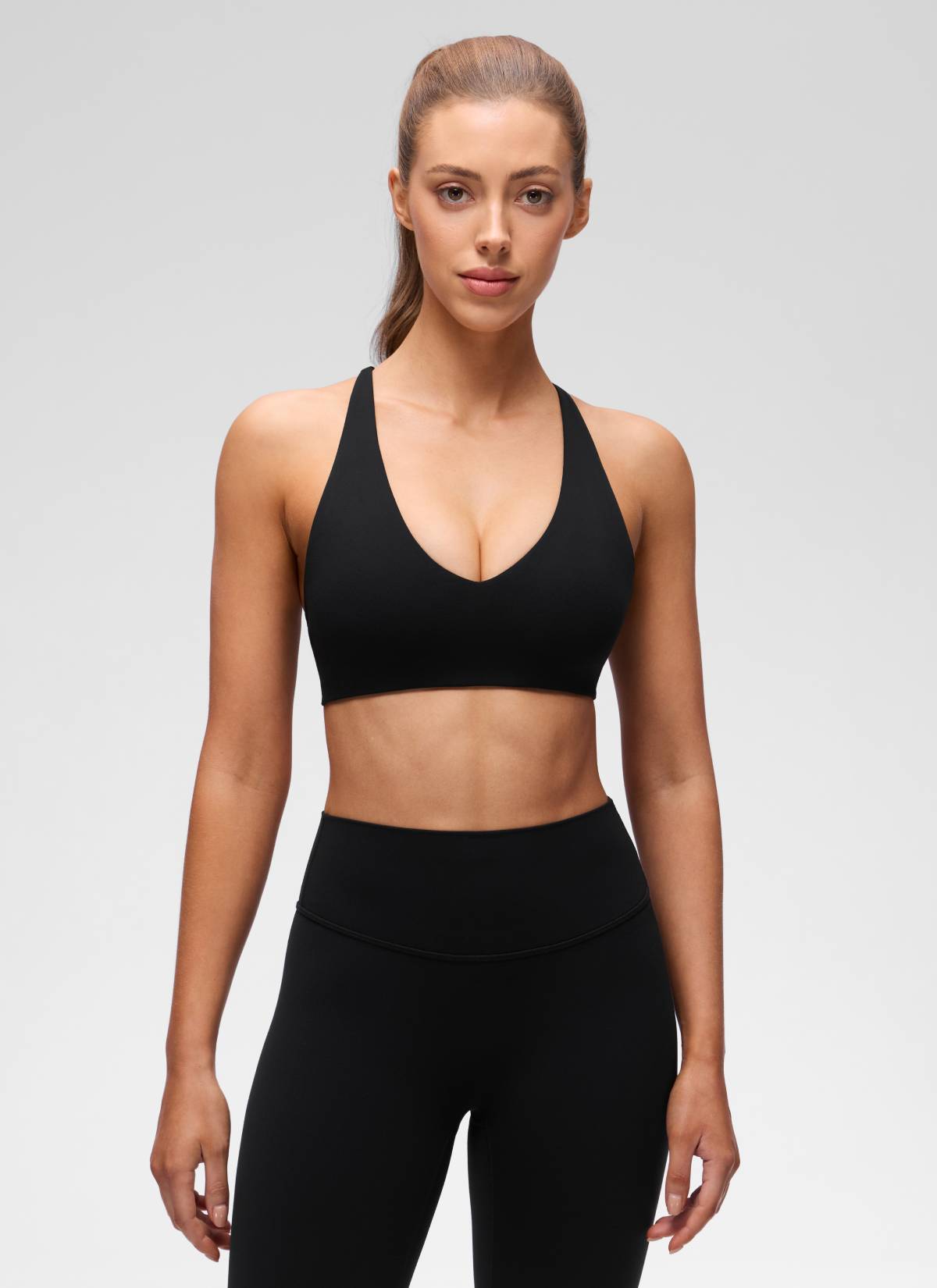 CRZ YOGA  Butterluxe Mujer Sujetador con cuello en V y espalda cruzada Negro