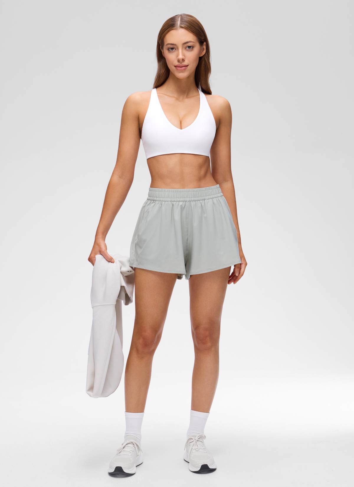 CRZ YOGA  Butterluxe Mujer Sujetador con cuello en V y espalda cruzada blanco