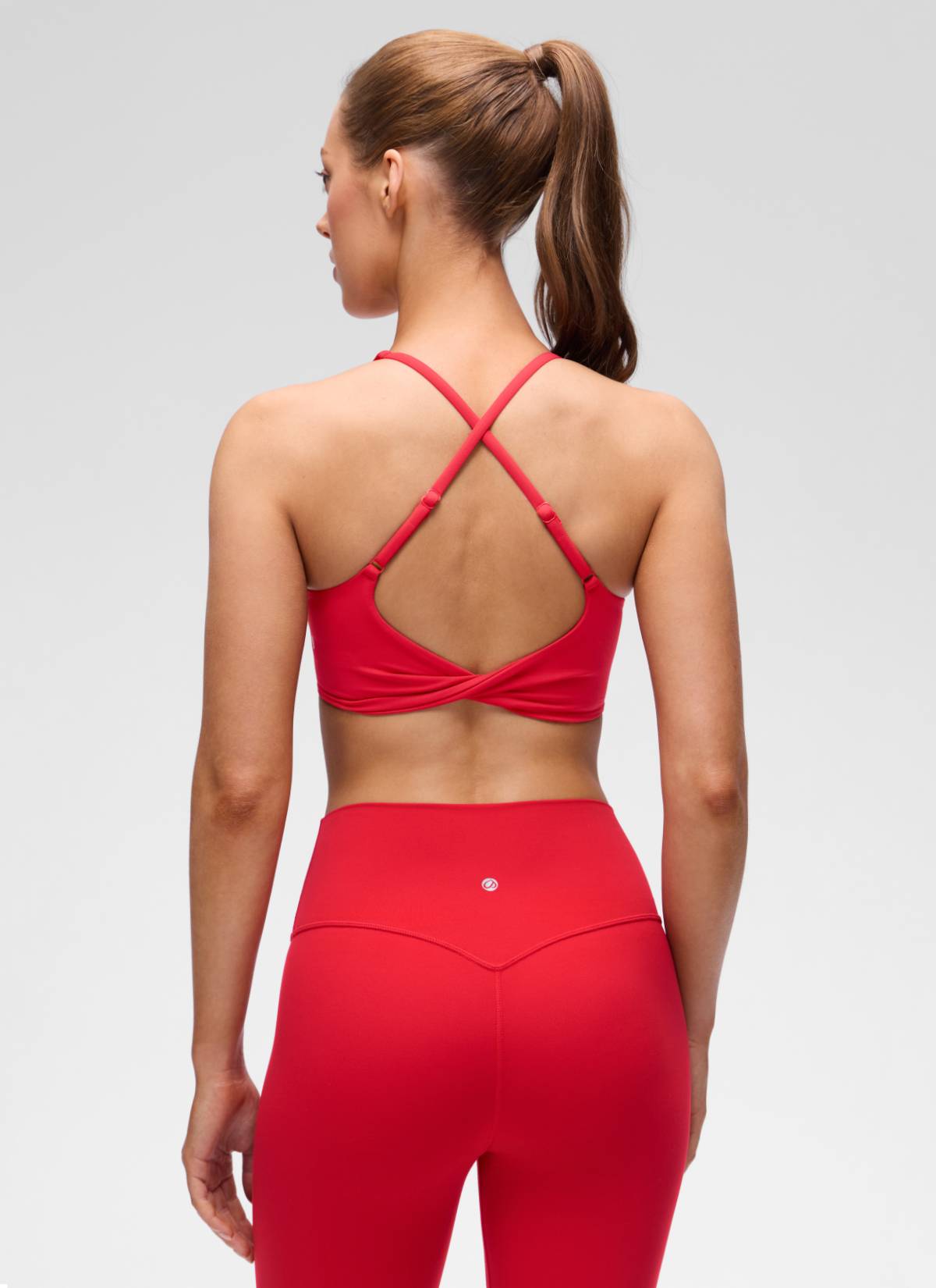 CRZ YOGA  Butterluxe Mujer Sujetador con cuello en V y espalda cruzada Rojo Aurora