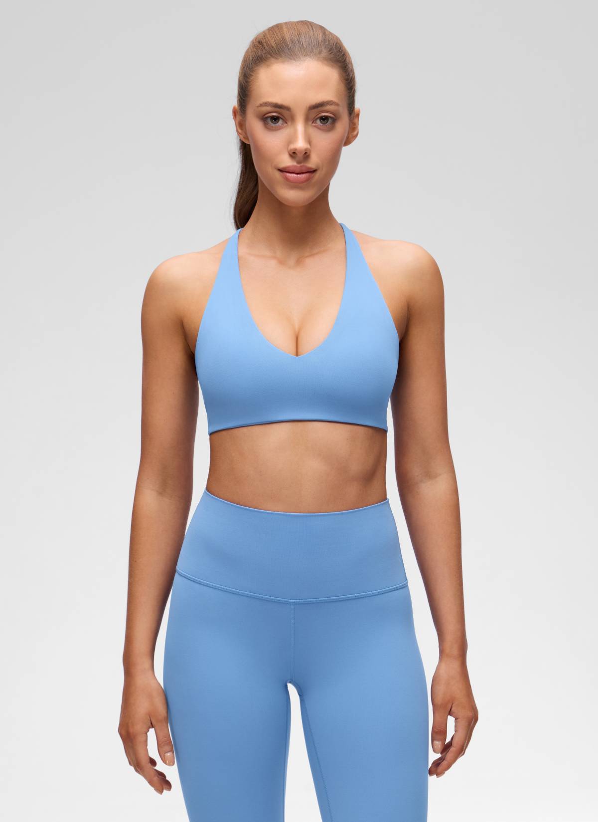 CRZ YOGA  Butterluxe Mujer Sujetador con cuello en V y espalda cruzada Fiesta Azul