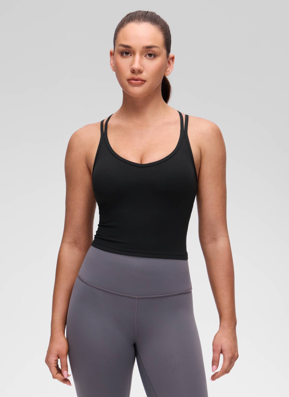 CRZ YOGA Mujer Butterluxe escote V, espalda cruzada con sujetador Negro