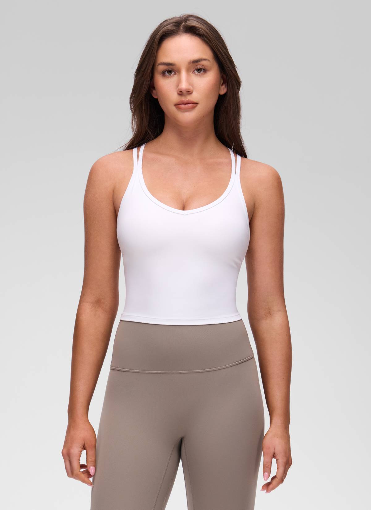 CRZ YOGA Mujer Butterluxe escote V, espalda cruzada con sujetador blanco
