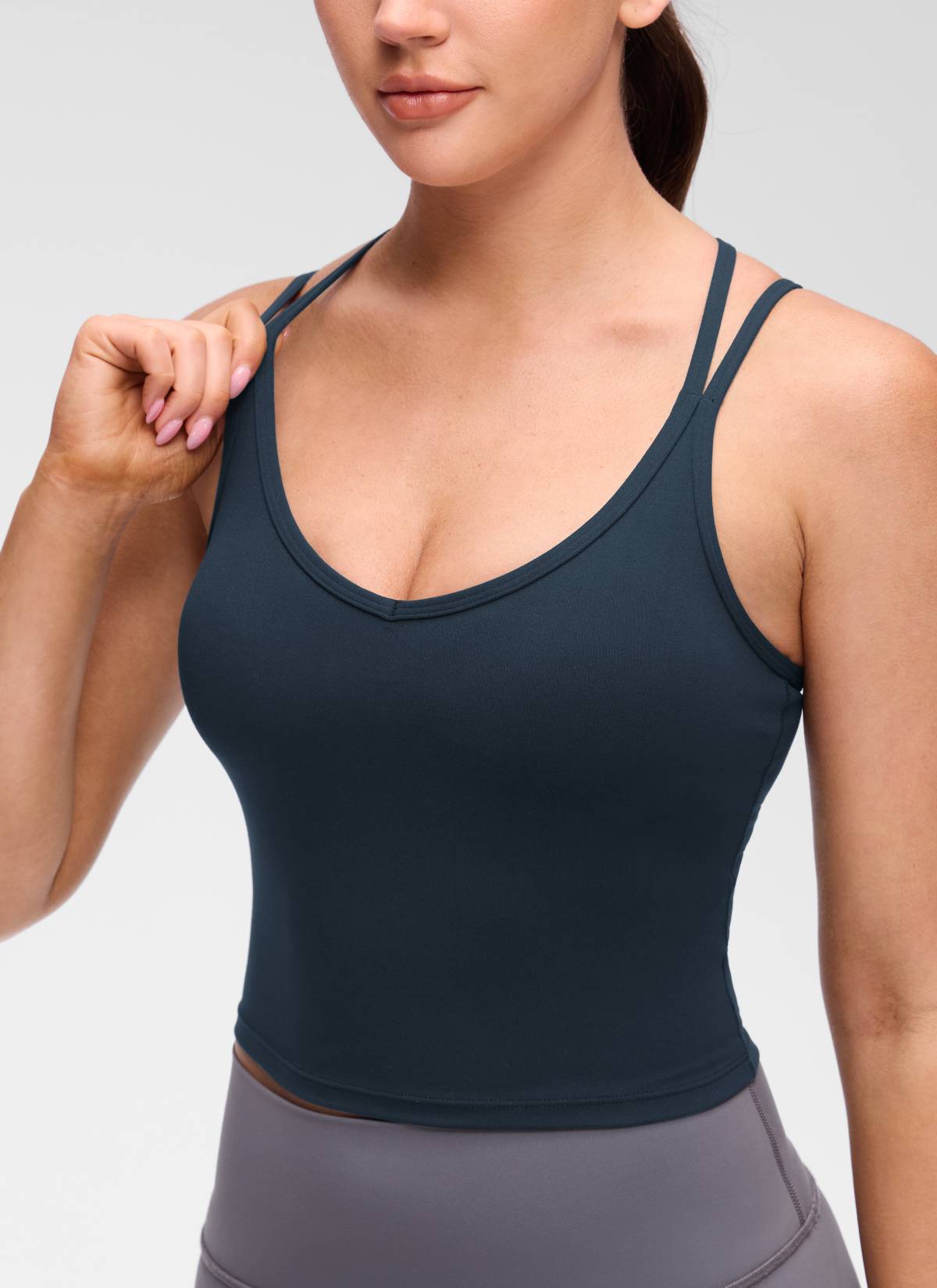 CRZ YOGA Mujer Butterluxe escote V, espalda cruzada con sujetador True Navy