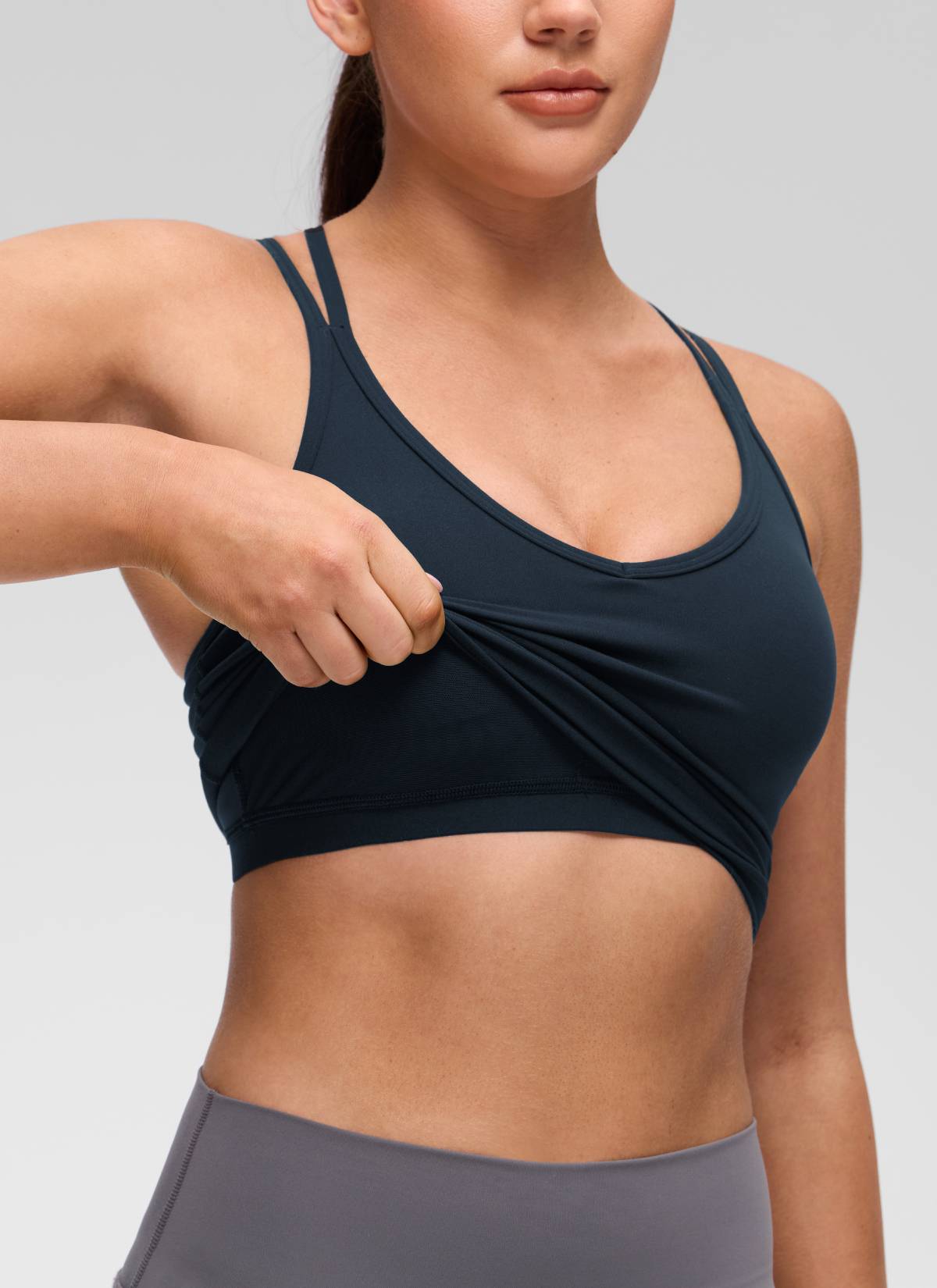 CRZ YOGA Mujer Butterluxe escote V, espalda cruzada con sujetador True Navy
