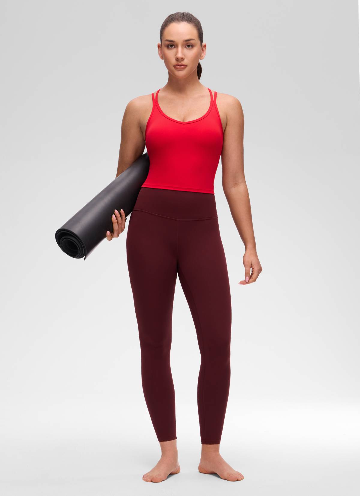 CRZ YOGA Mujer Butterluxe escote V, espalda cruzada con sujetador Rojo Aurora
