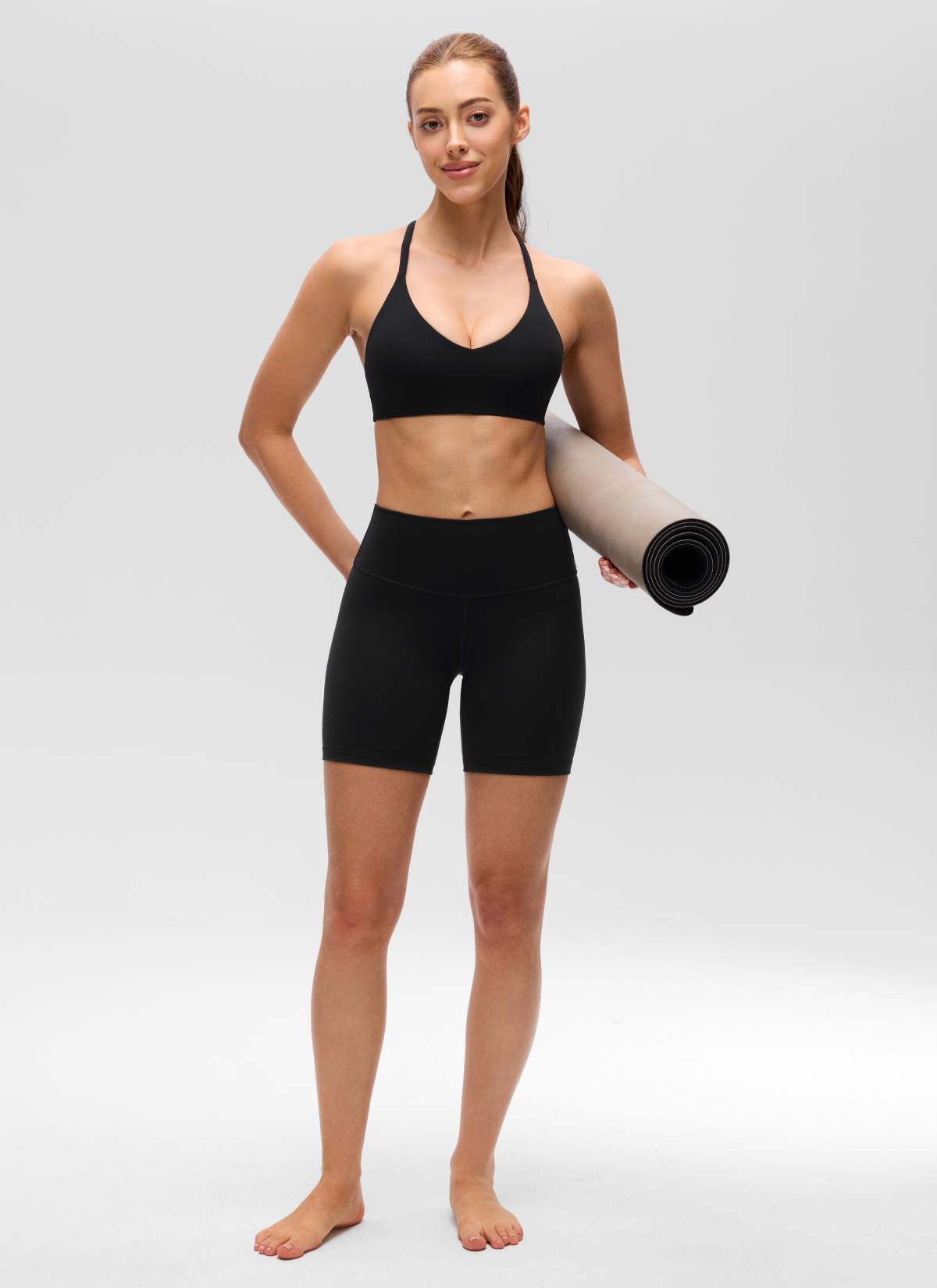 CRZ YOGA Mujer Butterluxe Escote en V Espalda en U Tirantes Finos Negro