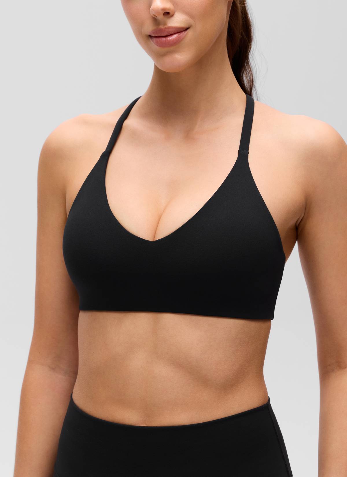CRZ YOGA Mujer Butterluxe Escote en V Espalda en U Tirantes Finos Negro