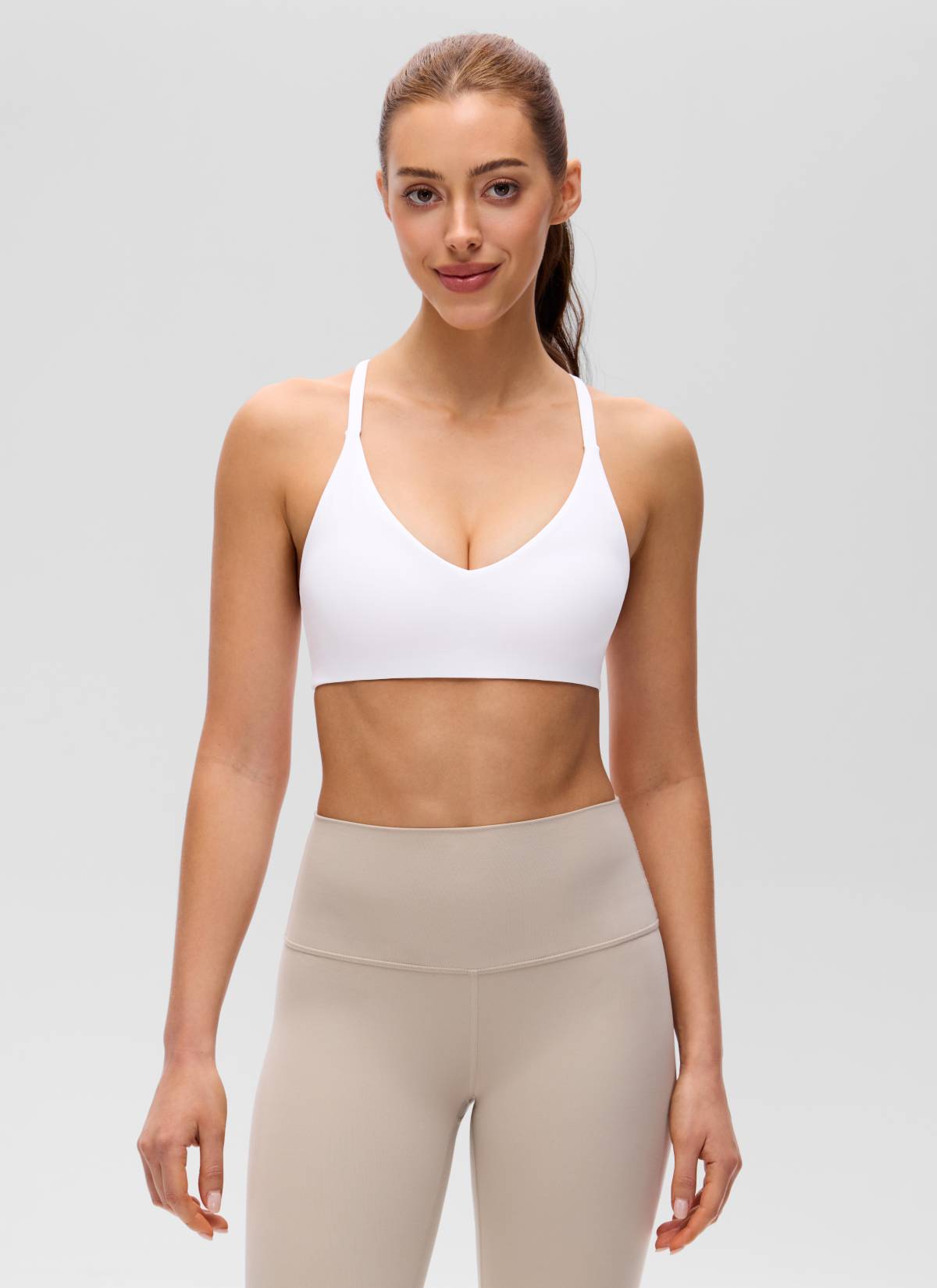 CRZ YOGA Mujer Butterluxe Escote en V Espalda en U Tirantes Finos blanco