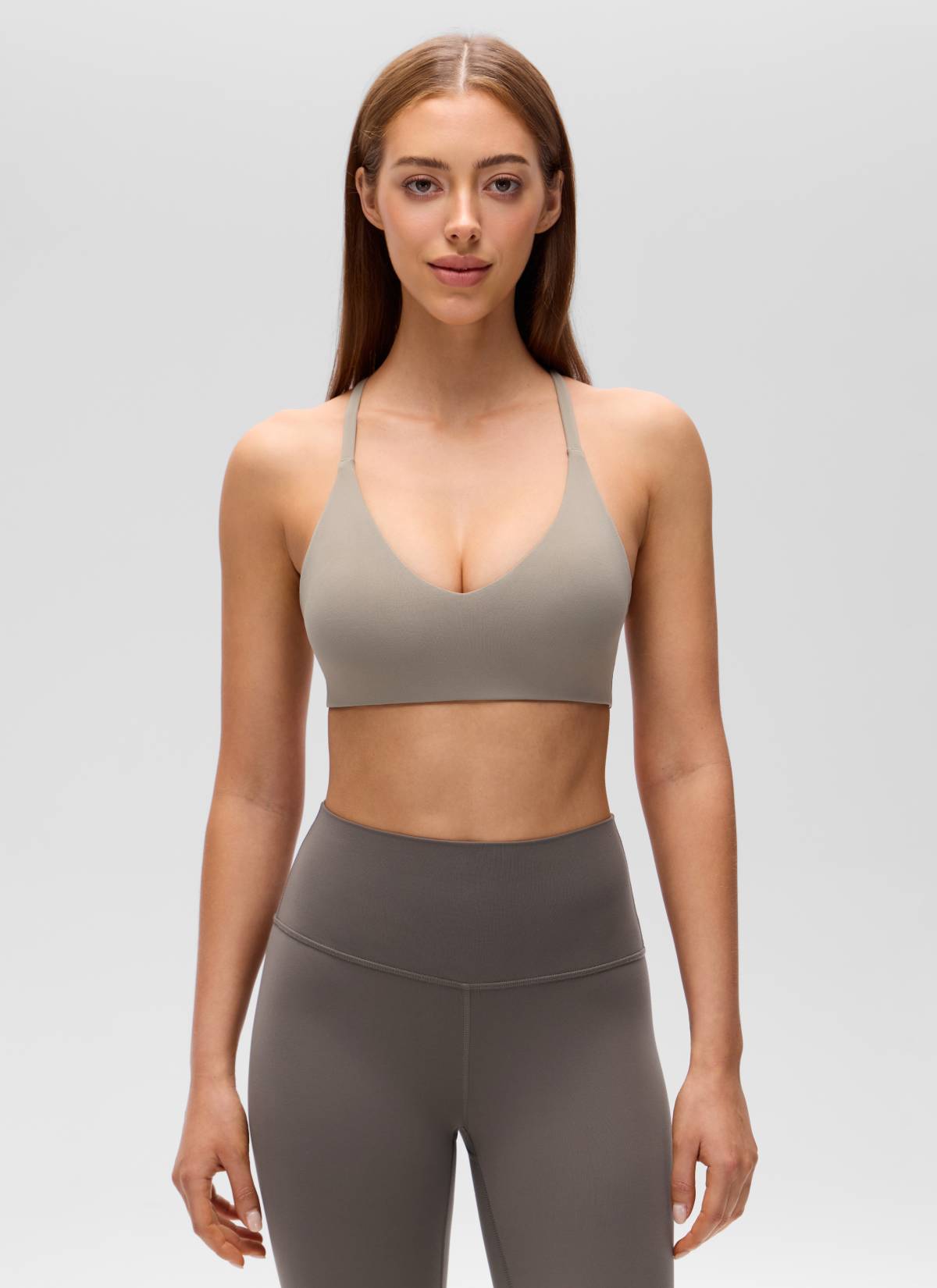 CRZ YOGA Mujer Butterluxe Escote en V Espalda en U Tirantes Finos Gris Ceniza Cálido