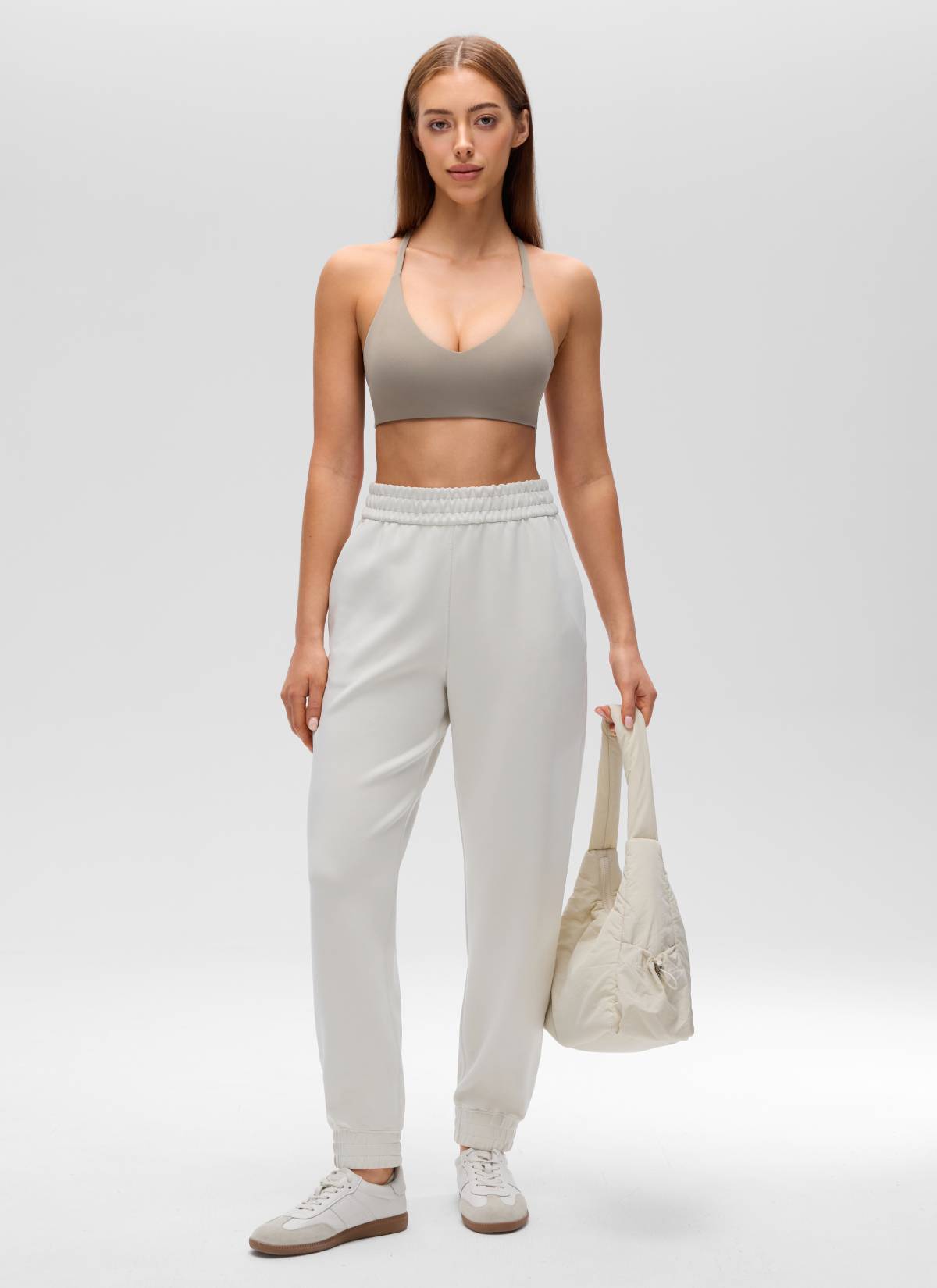 CRZ YOGA Mujer Butterluxe Escote en V Espalda en U Tirantes Finos Gris Ceniza Cálido