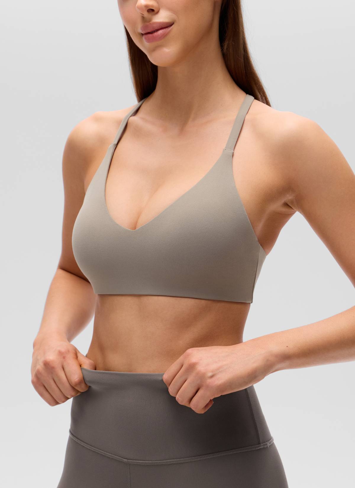 CRZ YOGA Mujer Butterluxe Escote en V Espalda en U Tirantes Finos Gris Ceniza Cálido