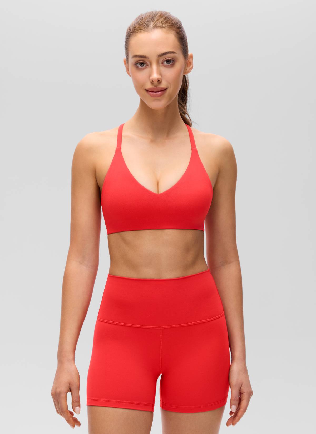 CRZ YOGA Mujer Butterluxe Escote en V Espalda en U Tirantes Finos Rojo Profundo