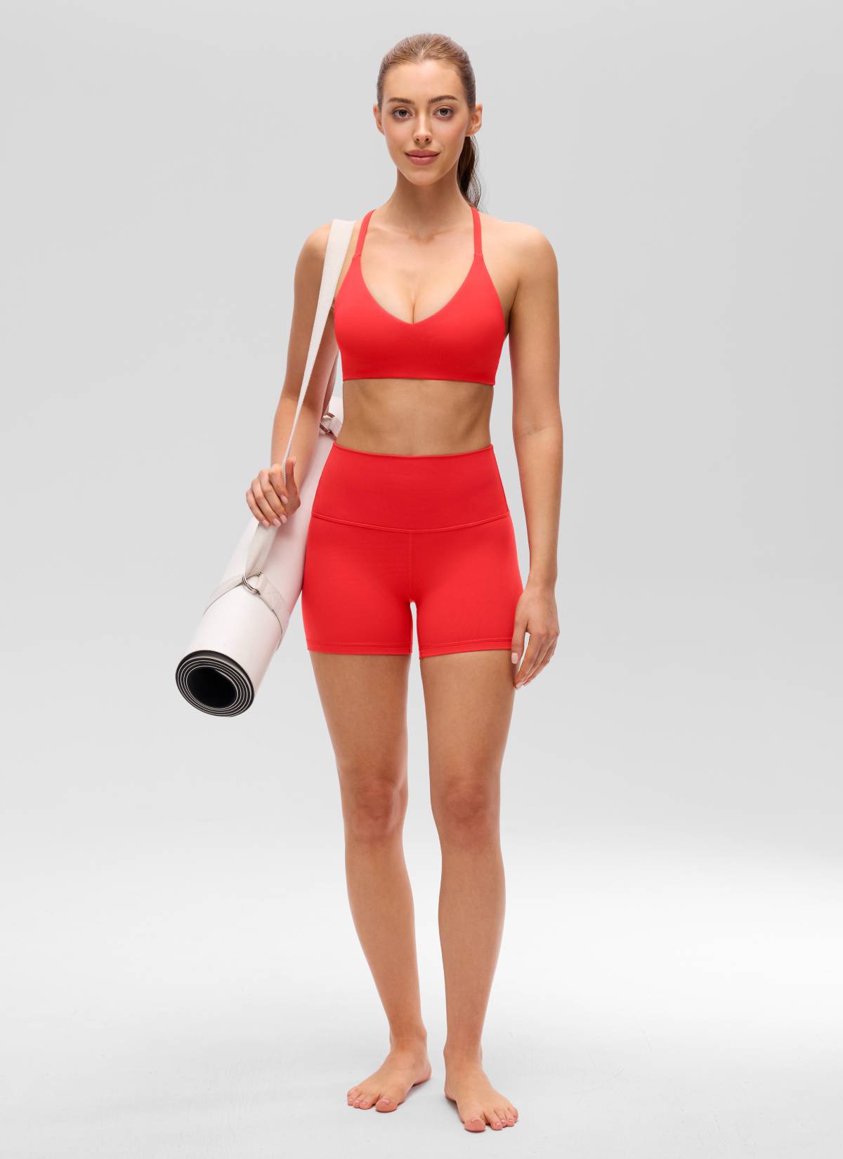 CRZ YOGA Mujer Butterluxe Escote en V Espalda en U Tirantes Finos Rojo Profundo