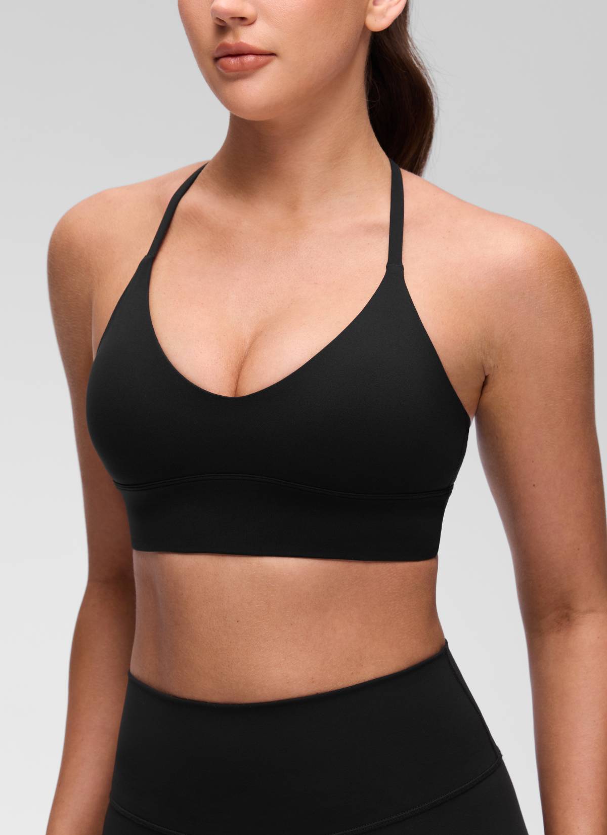 CRZ YOGA Mujer Butterluxe Sujetador Deportivo V Neck Espalda Cruzada Negro