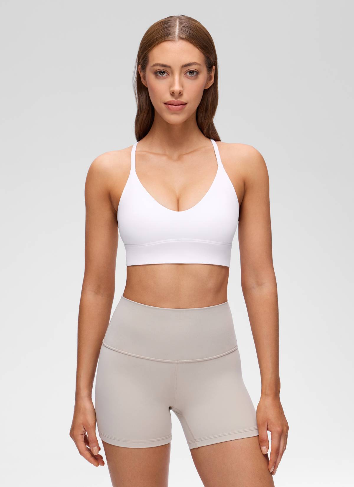 CRZ YOGA Mujer Butterluxe Sujetador Deportivo V Neck Espalda Cruzada blanco