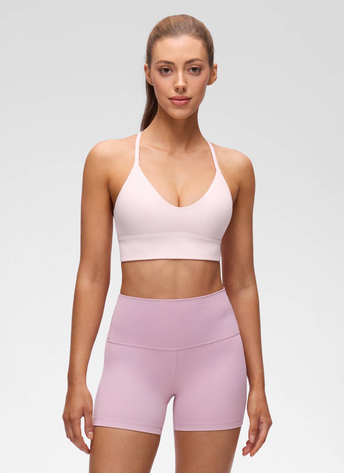 CRZ YOGA Mujer Butterluxe Sujetador Deportivo V Neck Espalda Cruzada Rosa Fresa