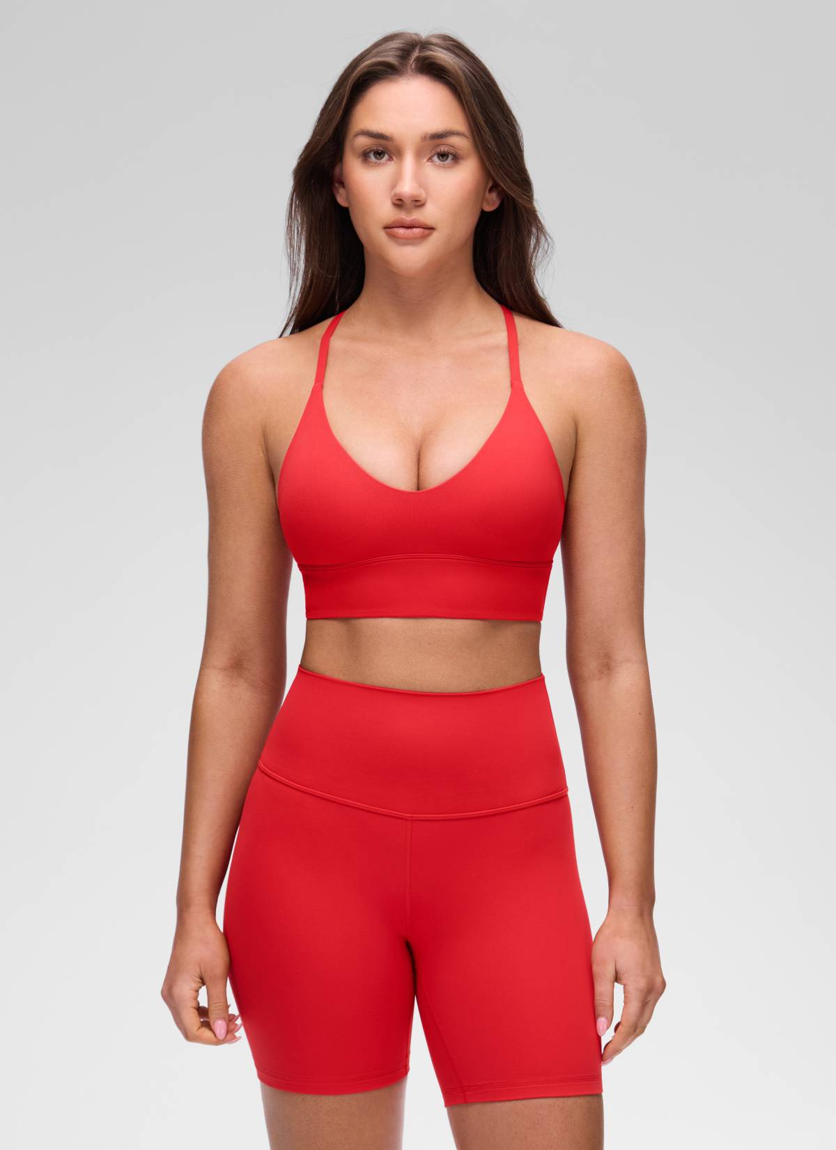 CRZ YOGA Mujer Butterluxe Sujetador Deportivo V Neck Espalda Cruzada Rojo Profundo
