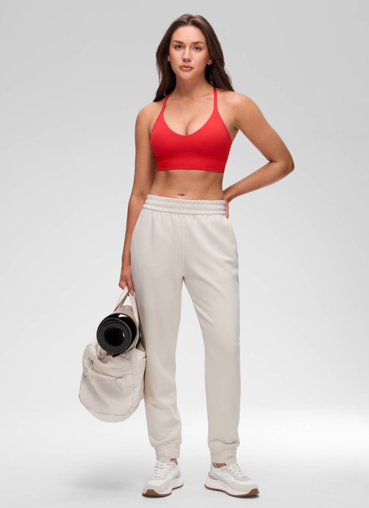 CRZ YOGA Mujer Butterluxe Sujetador Deportivo V Neck Espalda Cruzada Rojo Profundo