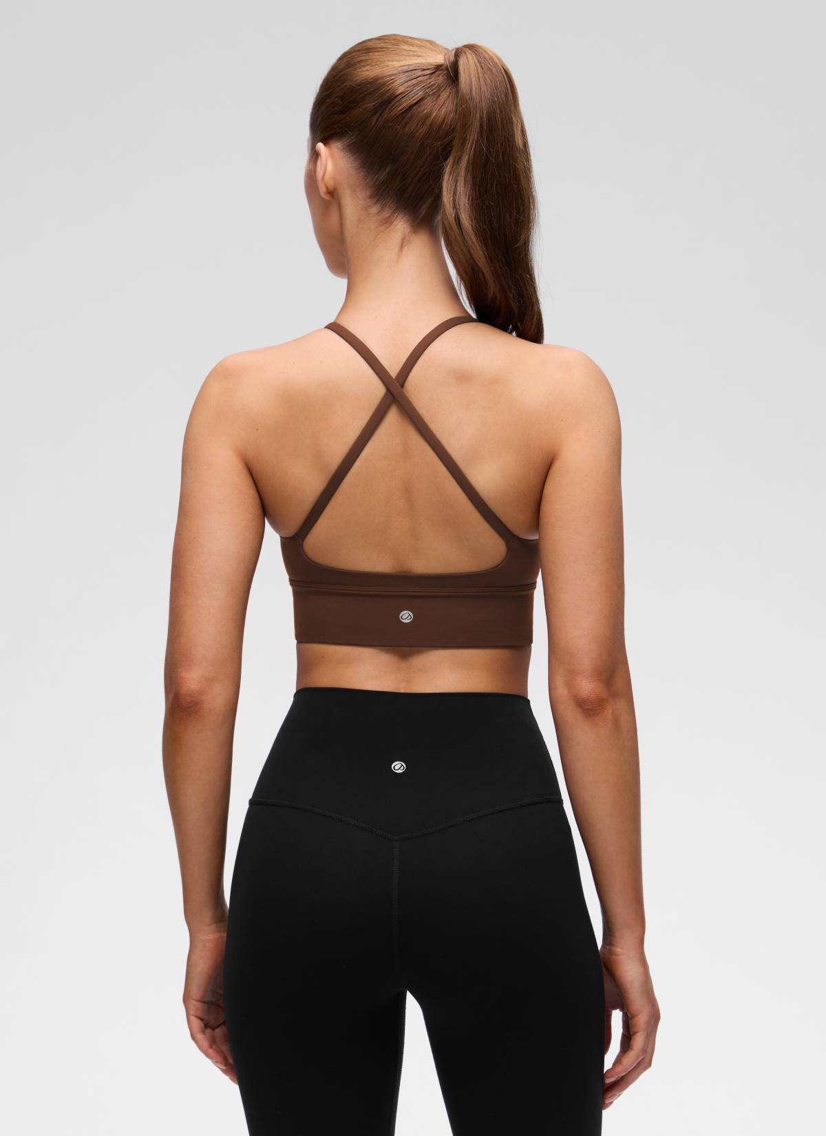 CRZ YOGA Mujer Butterluxe Sujetador Deportivo V Neck Espalda Cruzada Marrón Lava