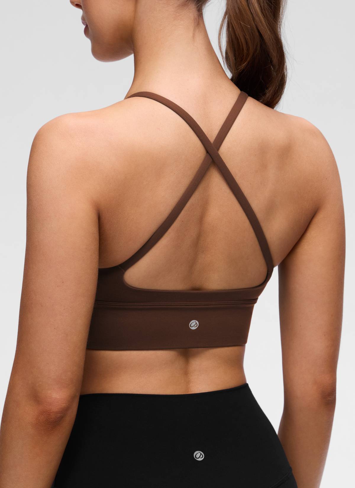 CRZ YOGA Mujer Butterluxe Sujetador Deportivo V Neck Espalda Cruzada Marrón Lava