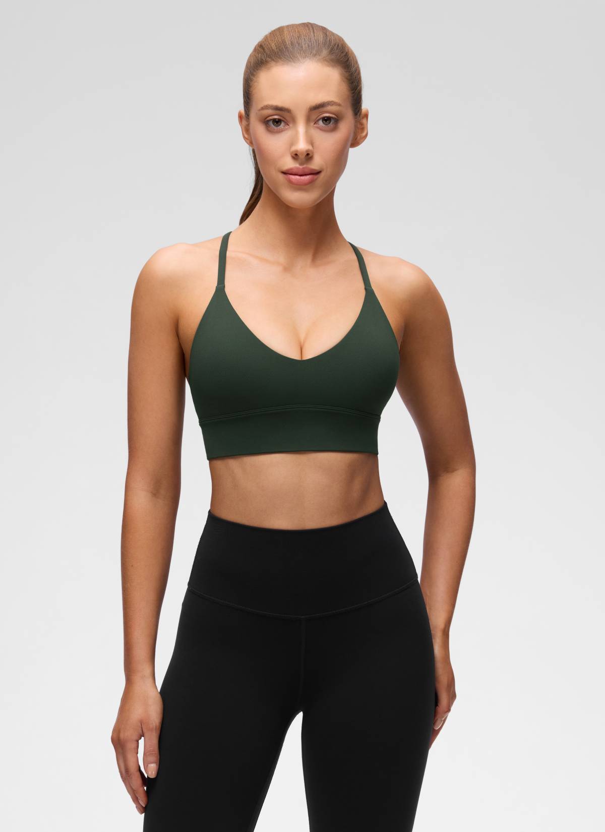 CRZ YOGA Mujer Butterluxe Sujetador Deportivo V Neck Espalda Cruzada Leyenda Verde
