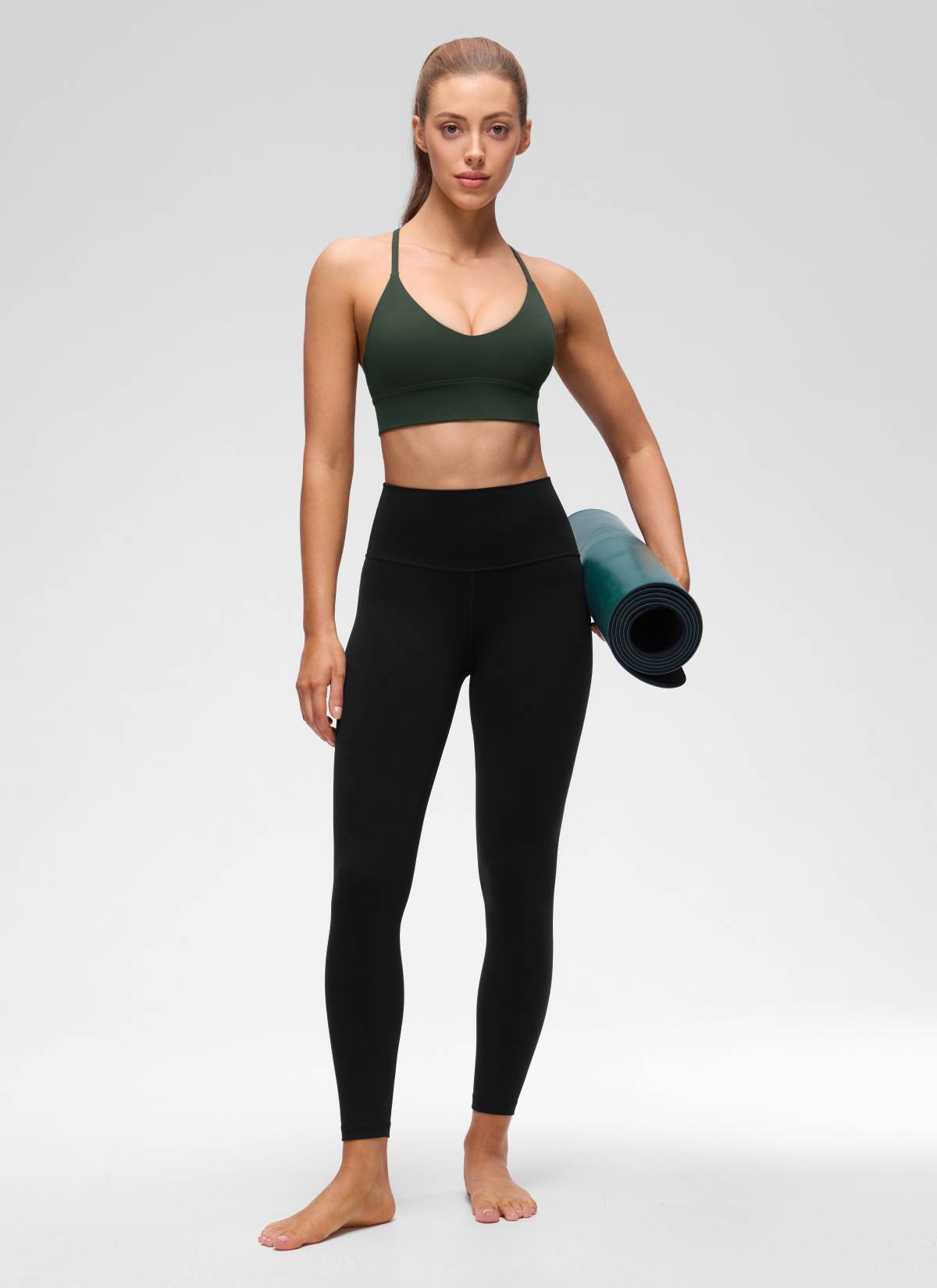 CRZ YOGA Mujer Butterluxe Sujetador Deportivo V Neck Espalda Cruzada Leyenda Verde