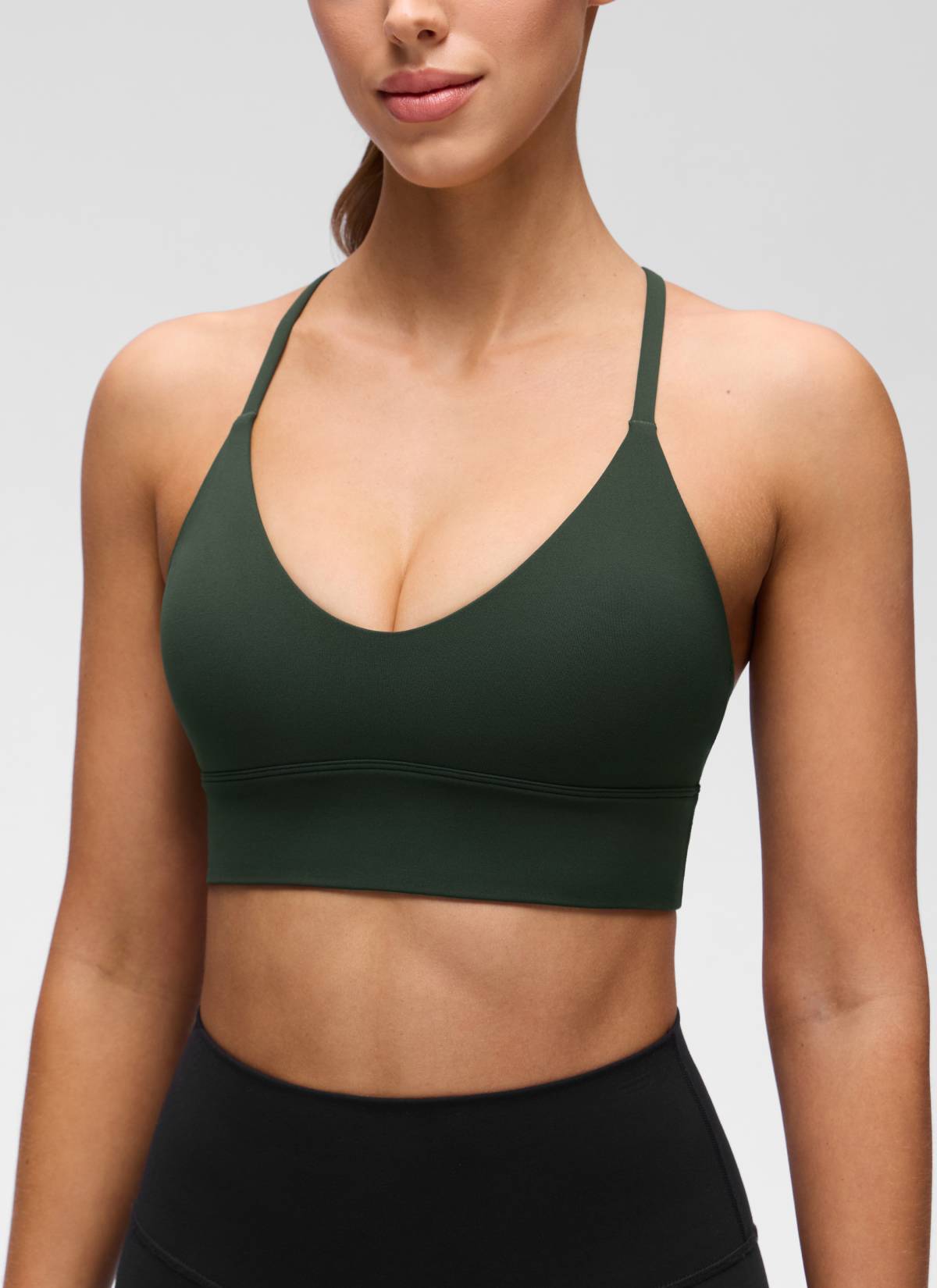 CRZ YOGA Mujer Butterluxe Sujetador Deportivo V Neck Espalda Cruzada Leyenda Verde