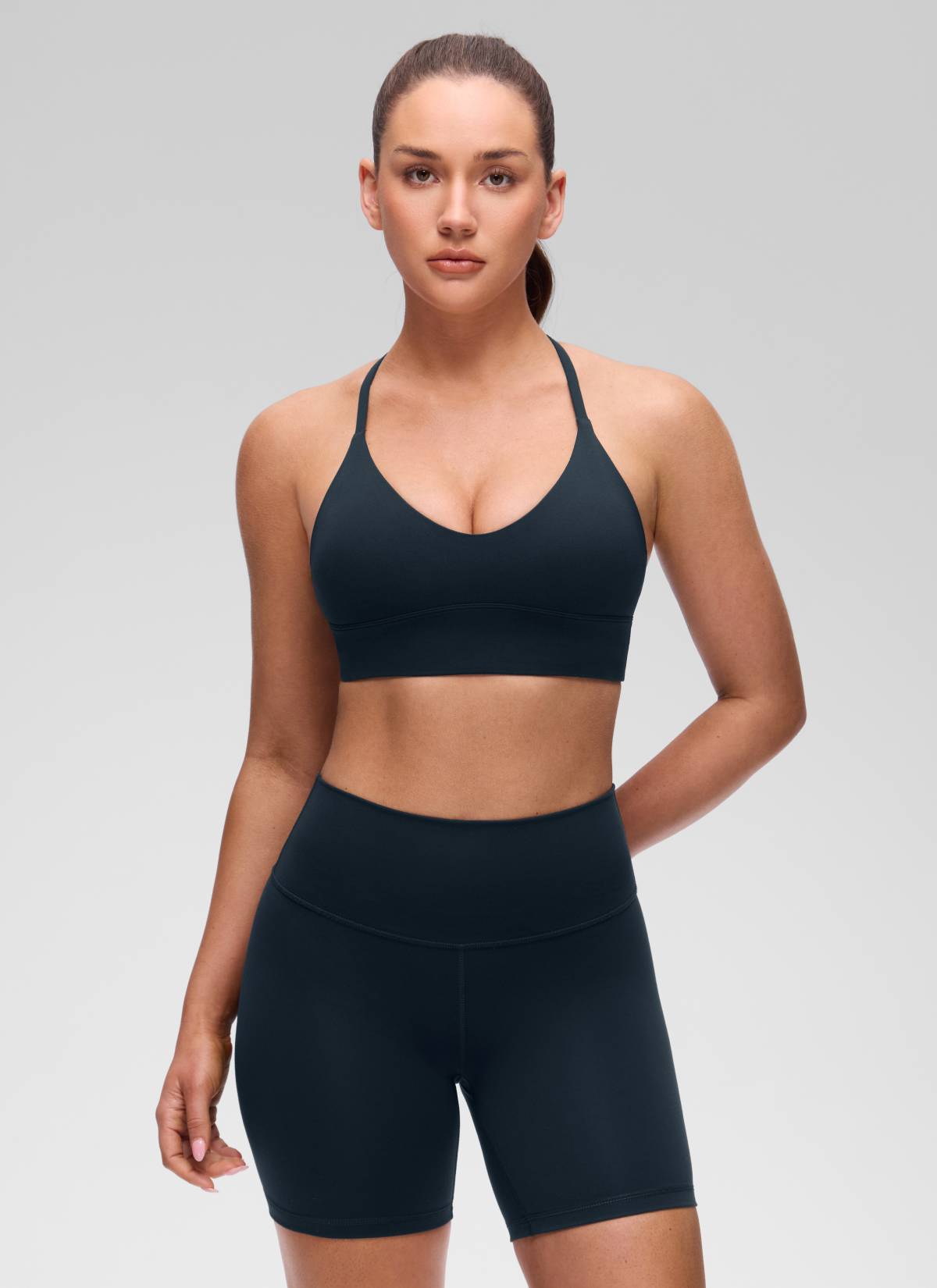 CRZ YOGA Mujer Butterluxe Sujetador Deportivo V Neck Espalda Cruzada True Navy