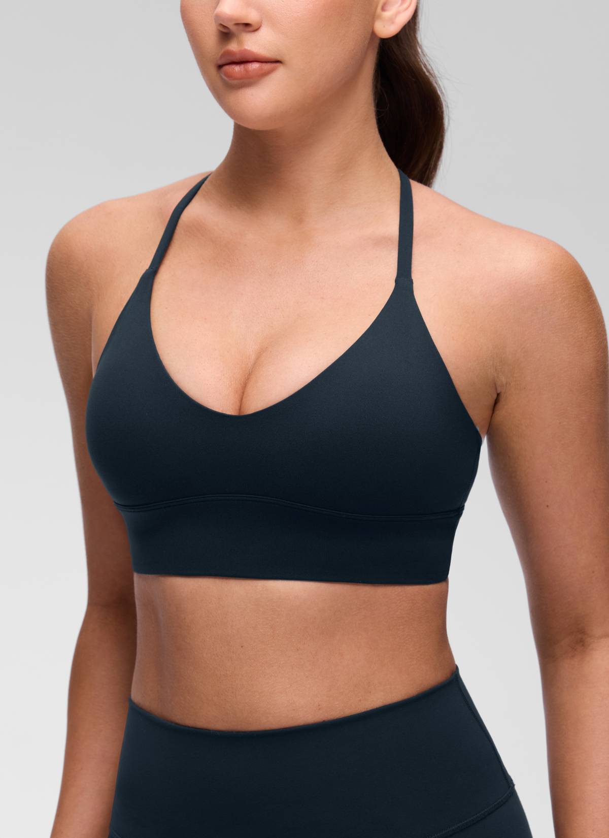 CRZ YOGA Mujer Butterluxe Sujetador Deportivo V Neck Espalda Cruzada True Navy