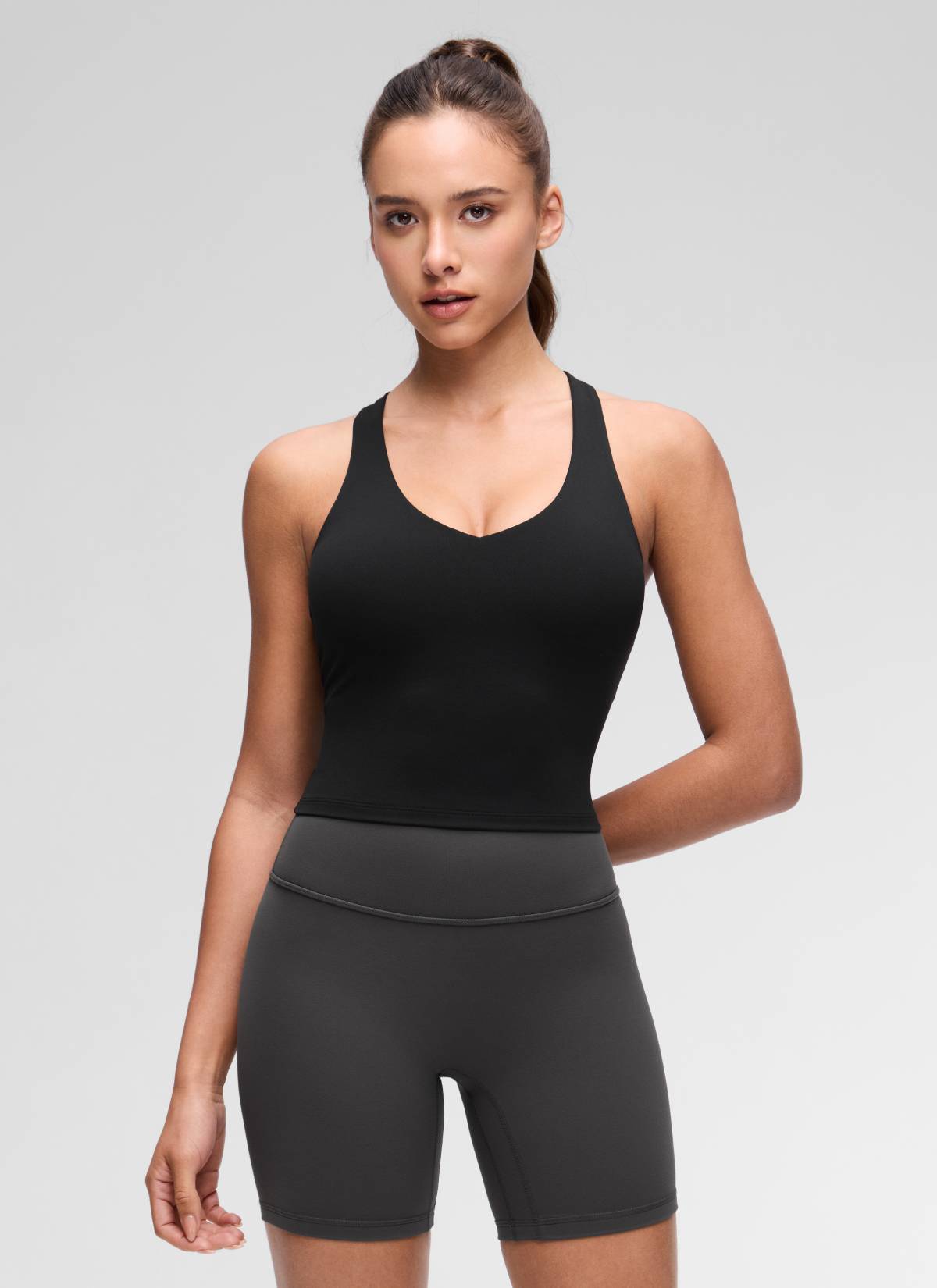 CRZ YOGA para Mujer Butterluxe Yoga Escote en V y Espalda Deportiva Negro