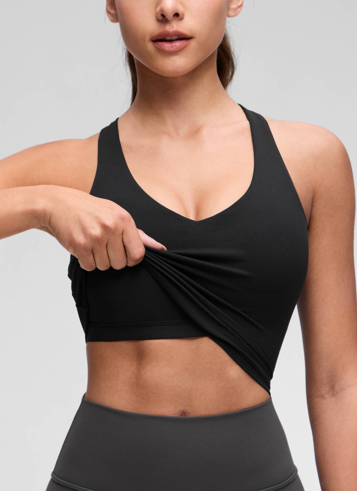 CRZ YOGA para Mujer Butterluxe Yoga Escote en V y Espalda Deportiva Negro