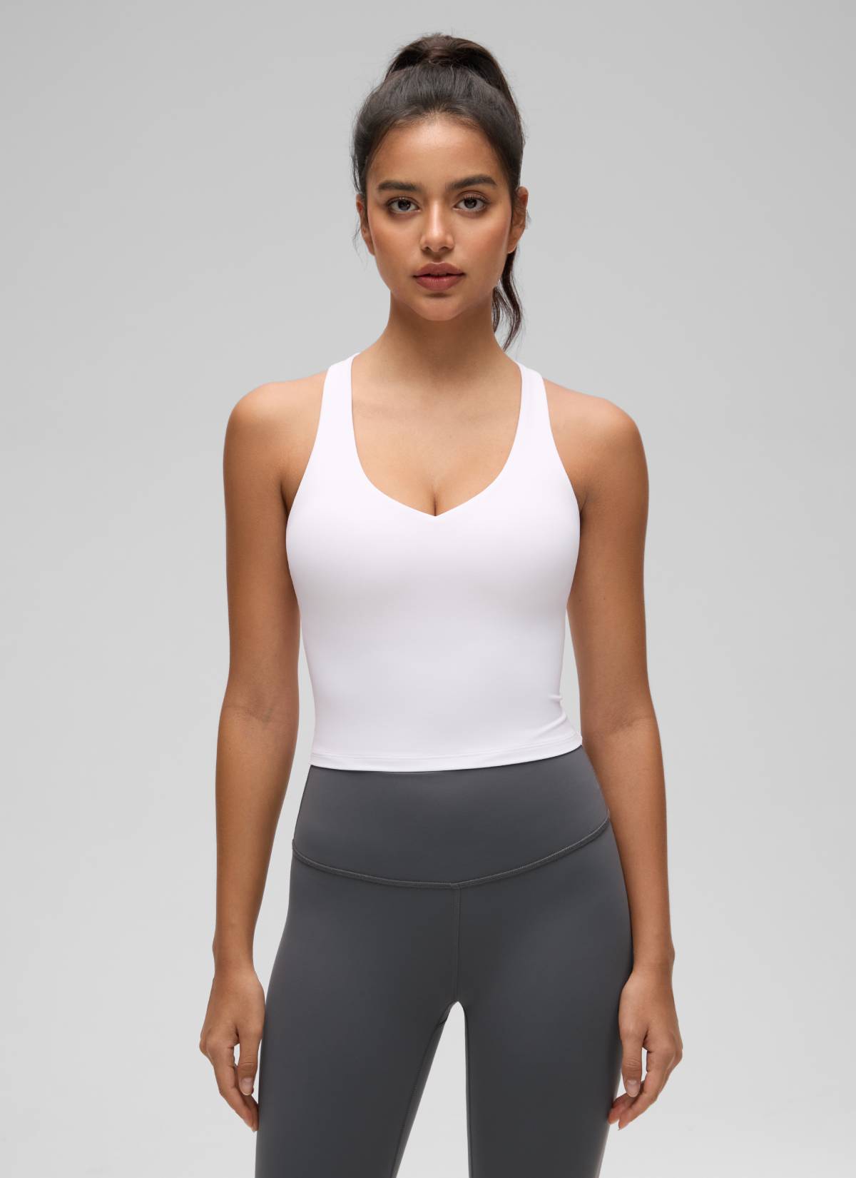 CRZ YOGA para Mujer Butterluxe Yoga Escote en V y Espalda Deportiva blanco