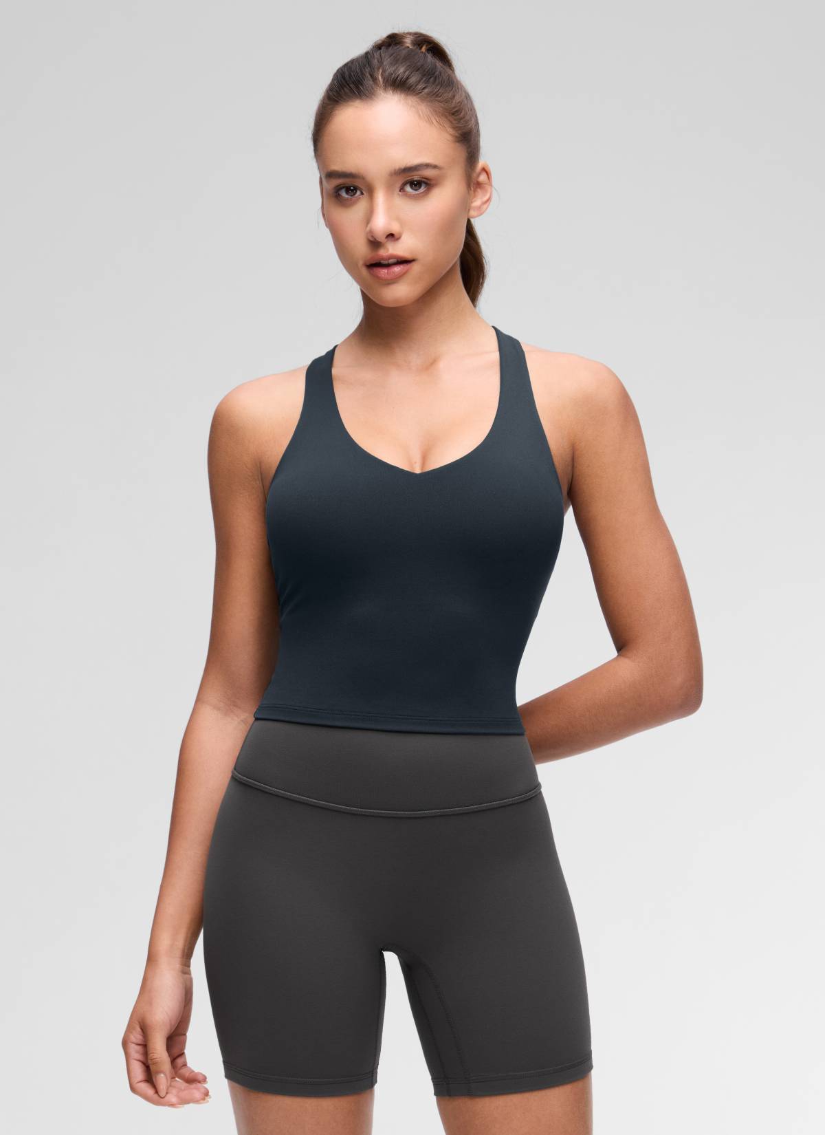 CRZ YOGA para Mujer Butterluxe Yoga Escote en V y Espalda Deportiva True Navy