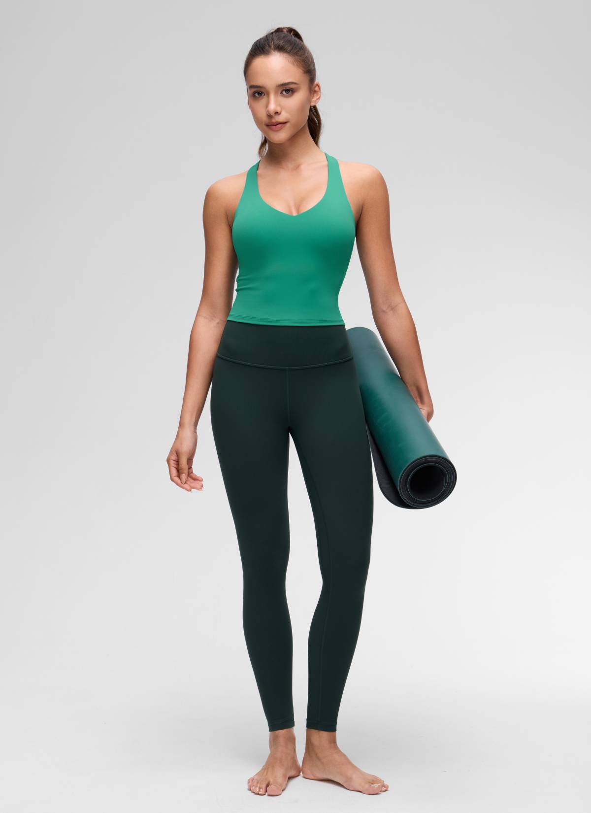 CRZ YOGA para Mujer Butterluxe Yoga Escote en V y Espalda Deportiva Verde Cascadia