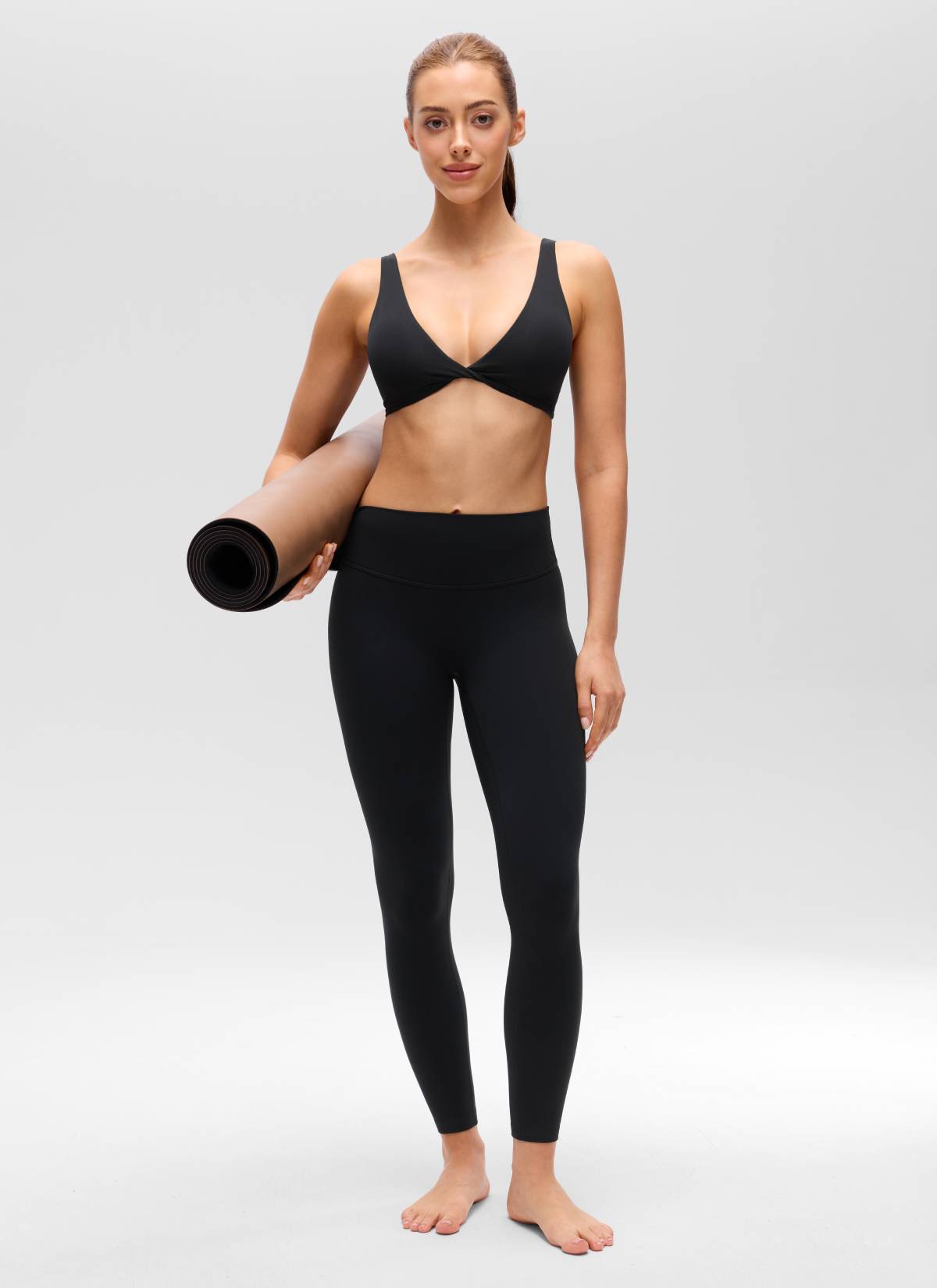 CRZ YOGA Mujer Butterluxe Yoga Twist V Neck U Back Sujetador Deportivo Negro