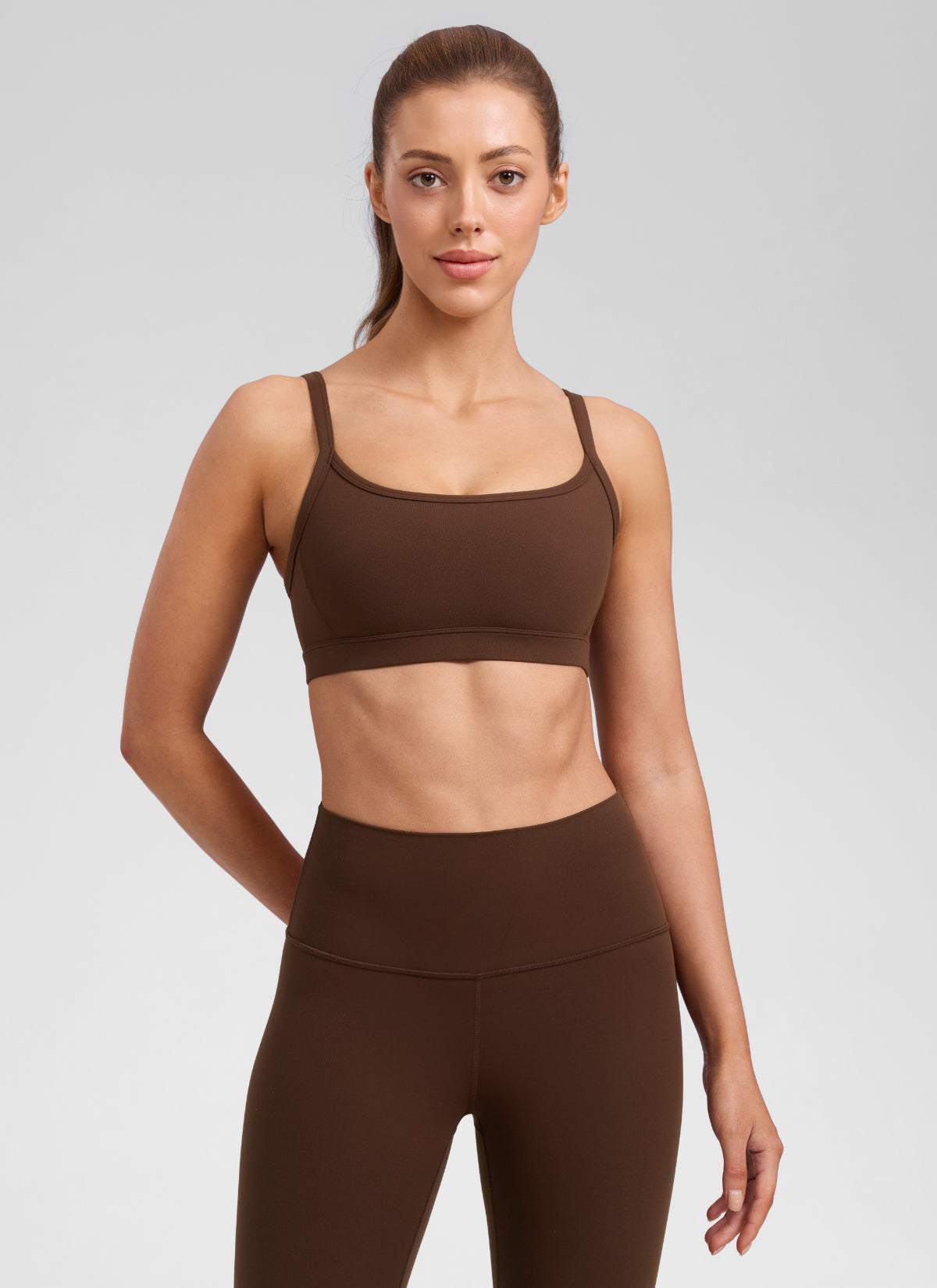 CRZ YOGA Butterlift® Sujetador sport cuello redondo doble forro Marrón Lava