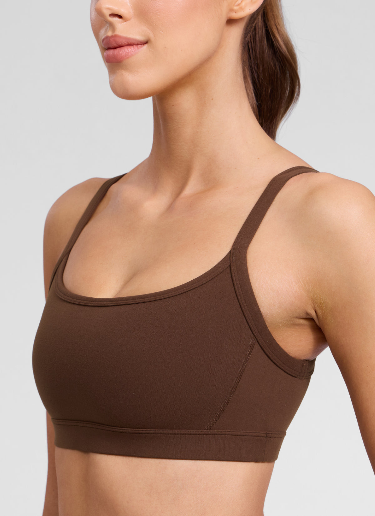 CRZ YOGA Butterlift® Sujetador sport cuello redondo doble forro Marrón Lava