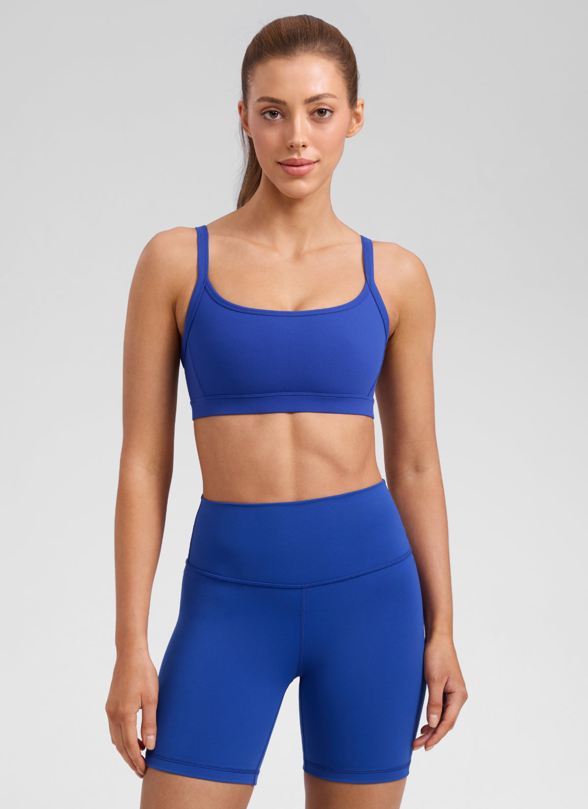CRZ YOGA Butterlift® Sujetador sport cuello redondo doble forro Azul Ondulante
