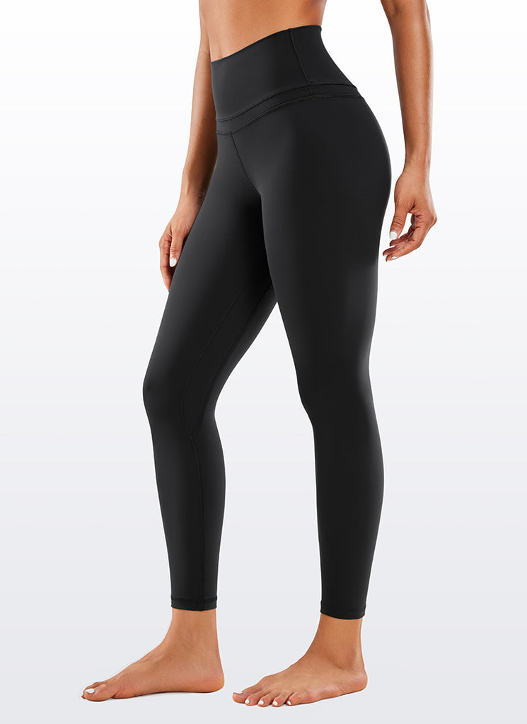 CRZ YOGA Nakedfeel Leggings con Costura doble en la Cintura de 25 Pulgadas para Mujer Negro